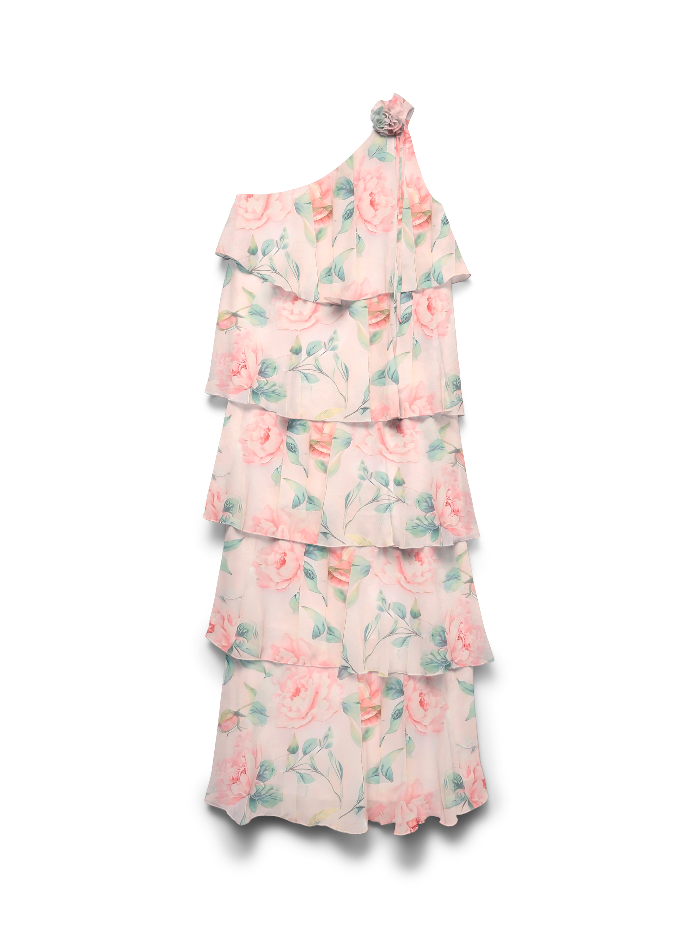 Image of Vero Moda Maxikleid "VMFELICIA OS RUFFLE ANKLE DRESS EXP" Kunstfaser, one shoulder Träger