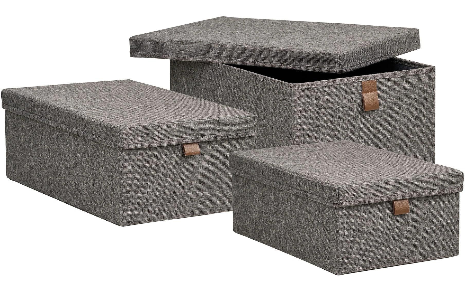 House Nordic Boîte de rangement »Noto, 3er-Set« Set élégant de trois boîtes textiles grises