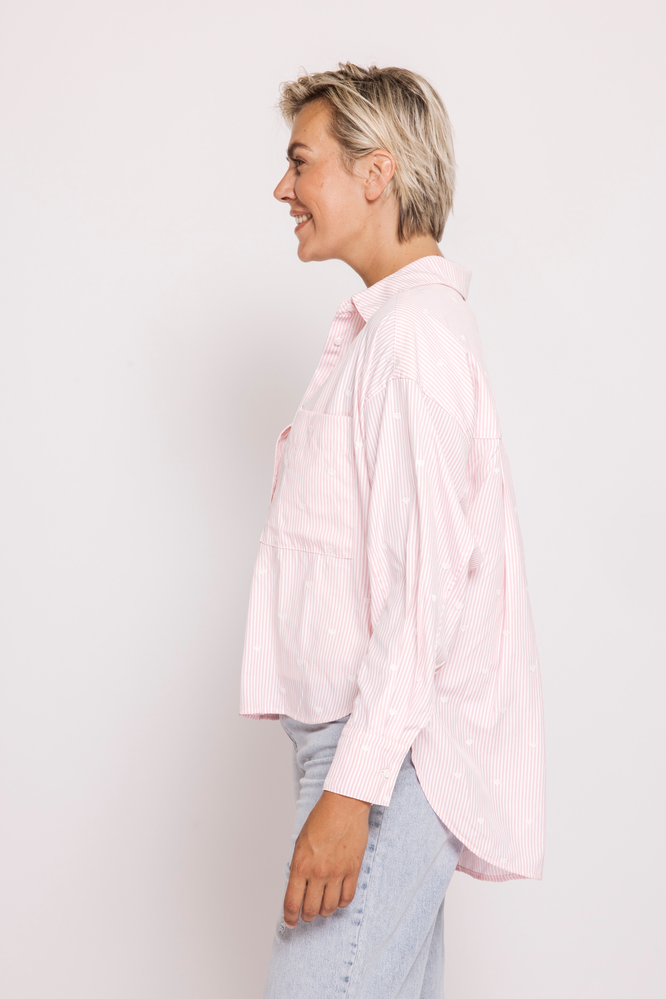 Zhrill Blouse à manches longues »ZHLUCY Ringelbluse mit Stickerei« im Ringellook und mit Herz-Stickereien