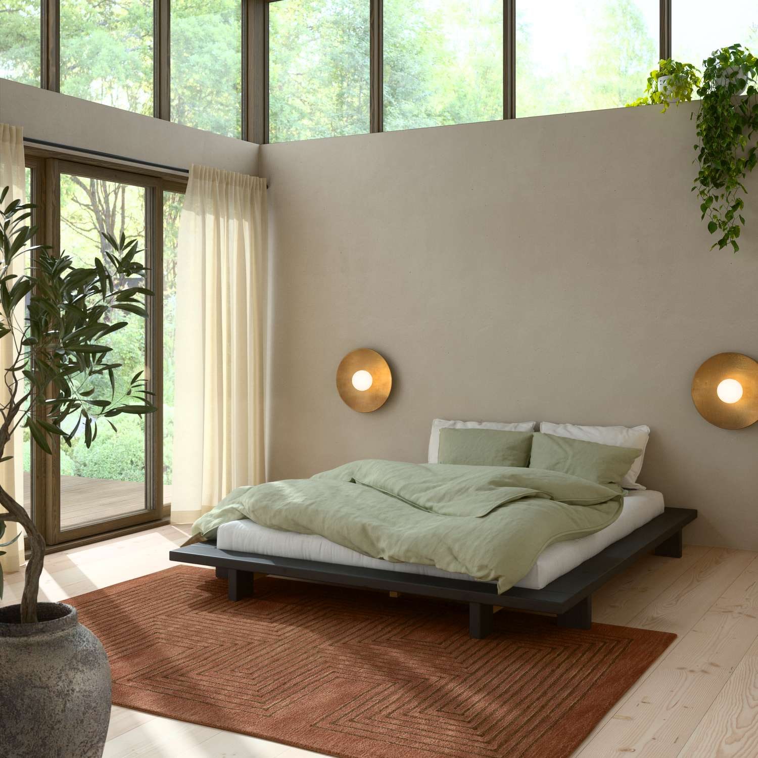 Karup Design Bettgestell »JAPAN BED Bodenbett, Holzrahmen, Futonbett, Jugendbett, Holzbett«, Massivholzbett mit Lattenrost, Kiefer massiv, Bett ohne Kopfteil