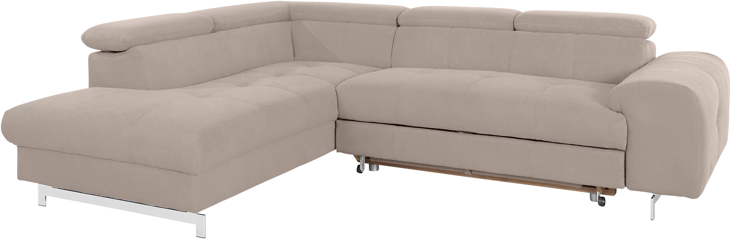 COTTA Ecksofa »Chef L-Form« mit Kopfteilverstellung, edle Metallkufen, wahlweise mit Bettfunktion