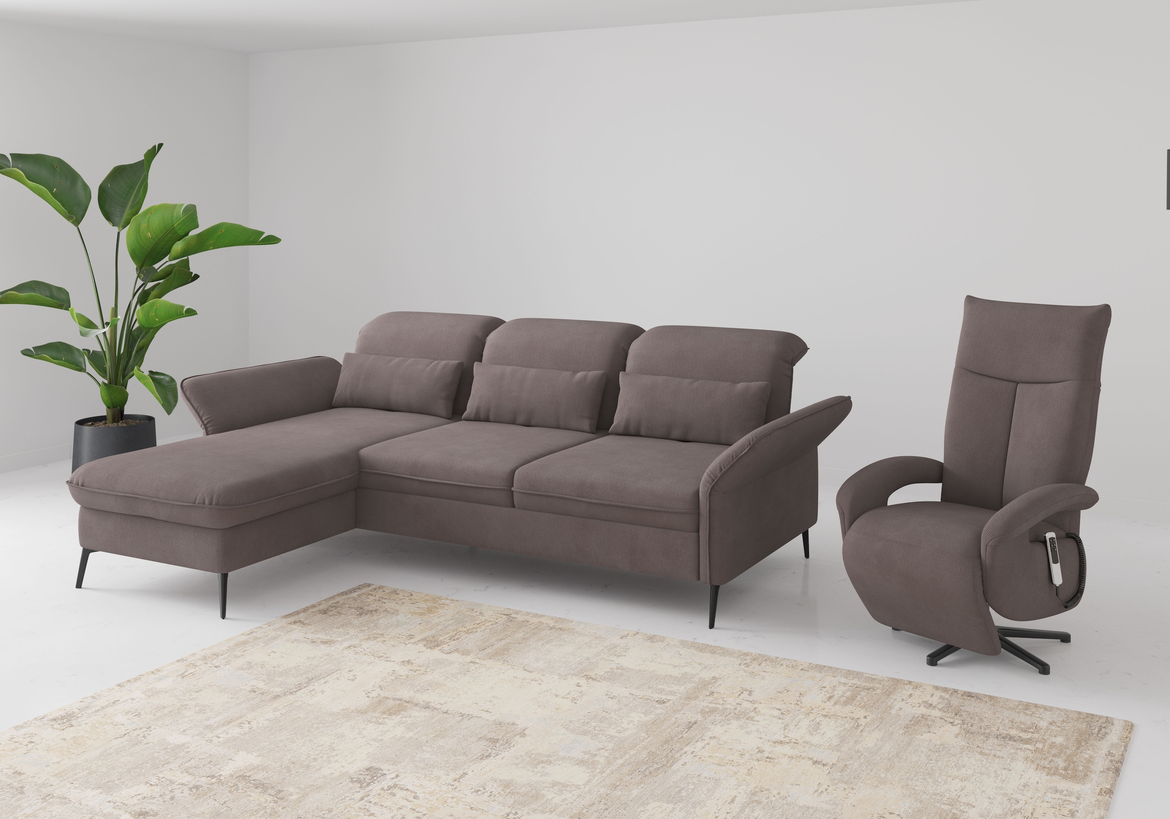 sit&more Ecksofa »Emely, inkl. Sitztiefenverstellung«, wahlweise mit Bettfunktion,Bettkasten,Kopf- & Armteilverstellung