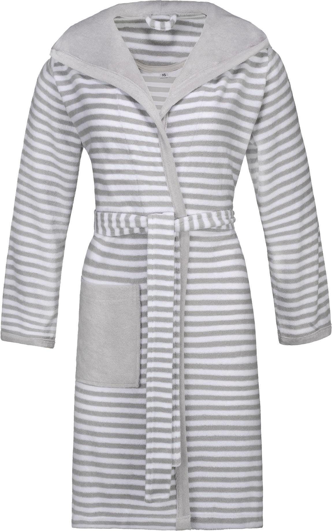 Image of Esprit Damenbademantel "Striped Hoody, ideal für Sauna & Spa, Hotelbademantel, Morgenmantel" mit Gürtel, 1 Stk. mit Kapuze, gestreift