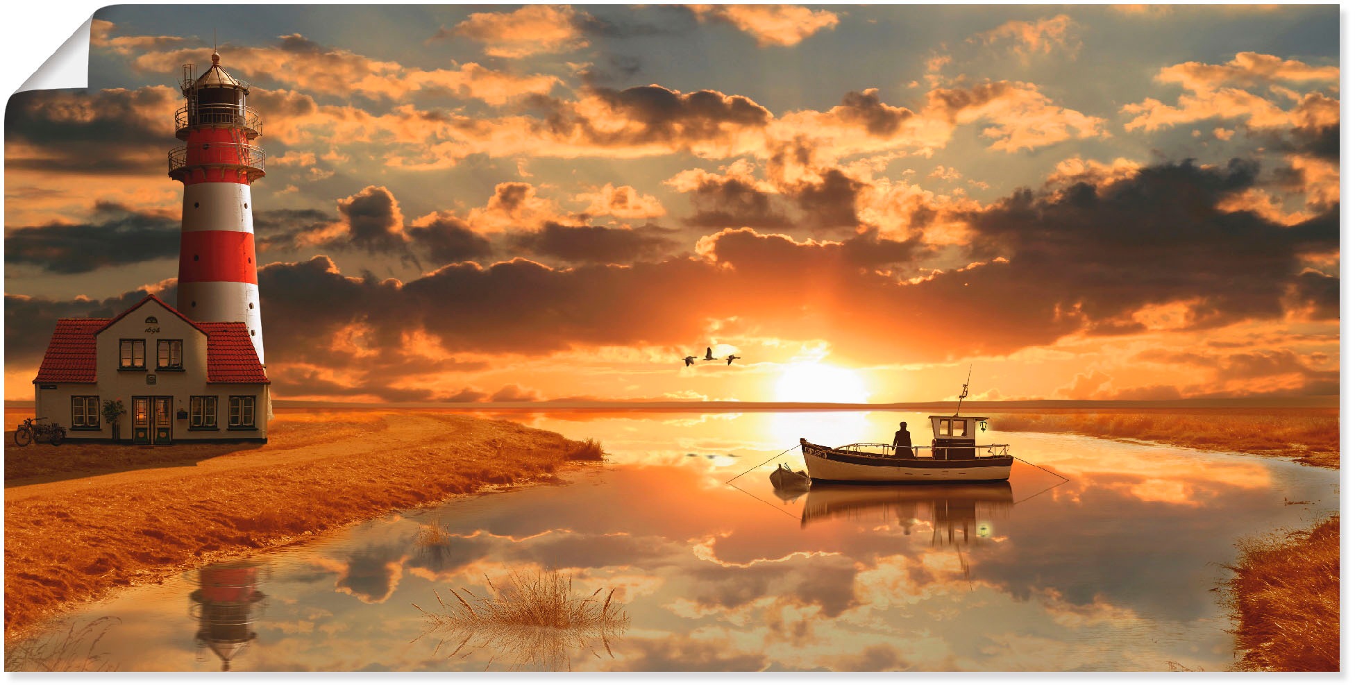Image of Artland Wandbild »Maritime Idylle beim Leuchtturm«, Gebäude, (1 St.), in vielen Grössen & Produktarten -Leinwandbild, Poster, Wandaufkleber / Wandtattoo auch für Badezimmer geeignet bei Ackermann Versand Schweiz