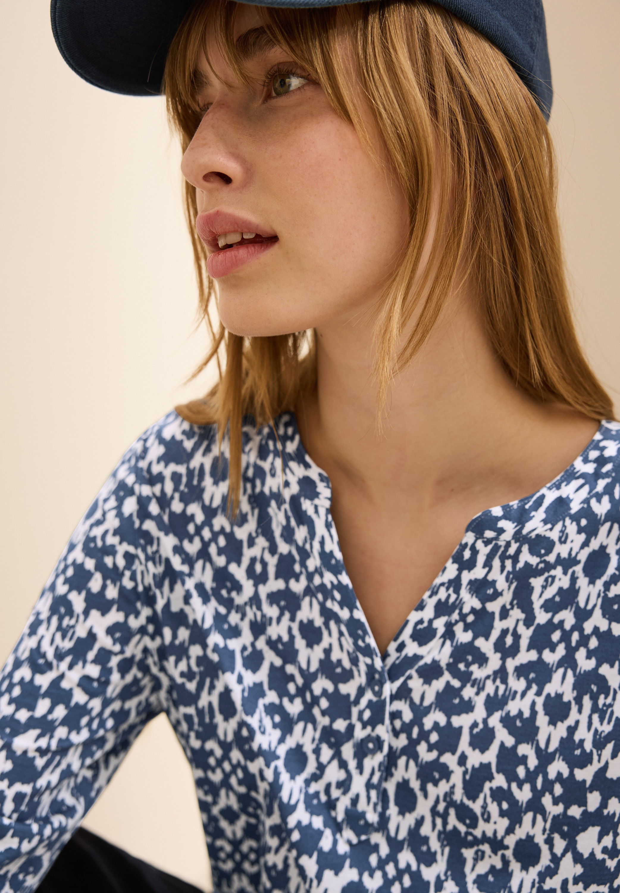 Cecil 3/4-Arm-Shirt, mit Minimal-Print und im Tunika-Look