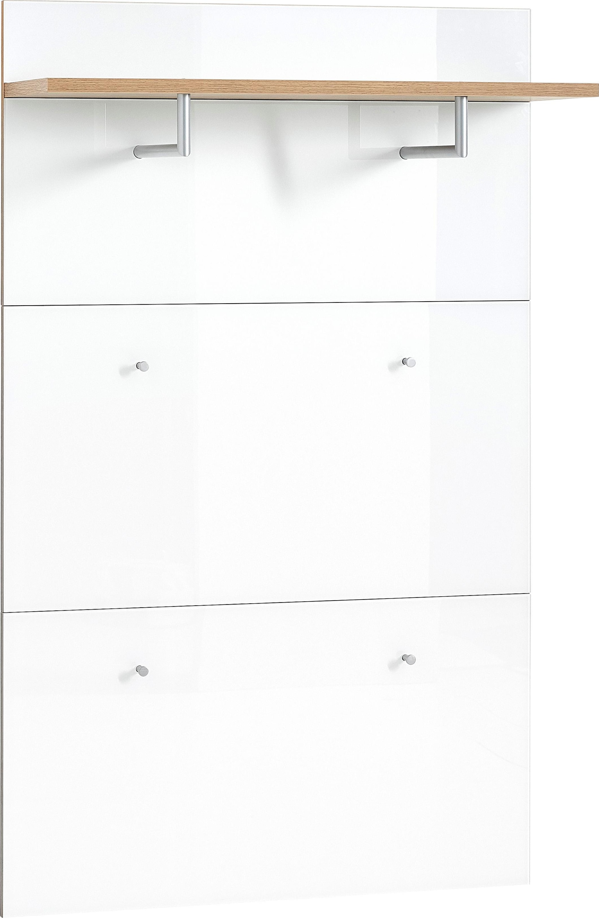 Image of GERMANIA Garderobenpaneel "Telde" 89x144x30cm,Kleiderstange u. -haken aus Metall,ES-Glas,Made in Germany