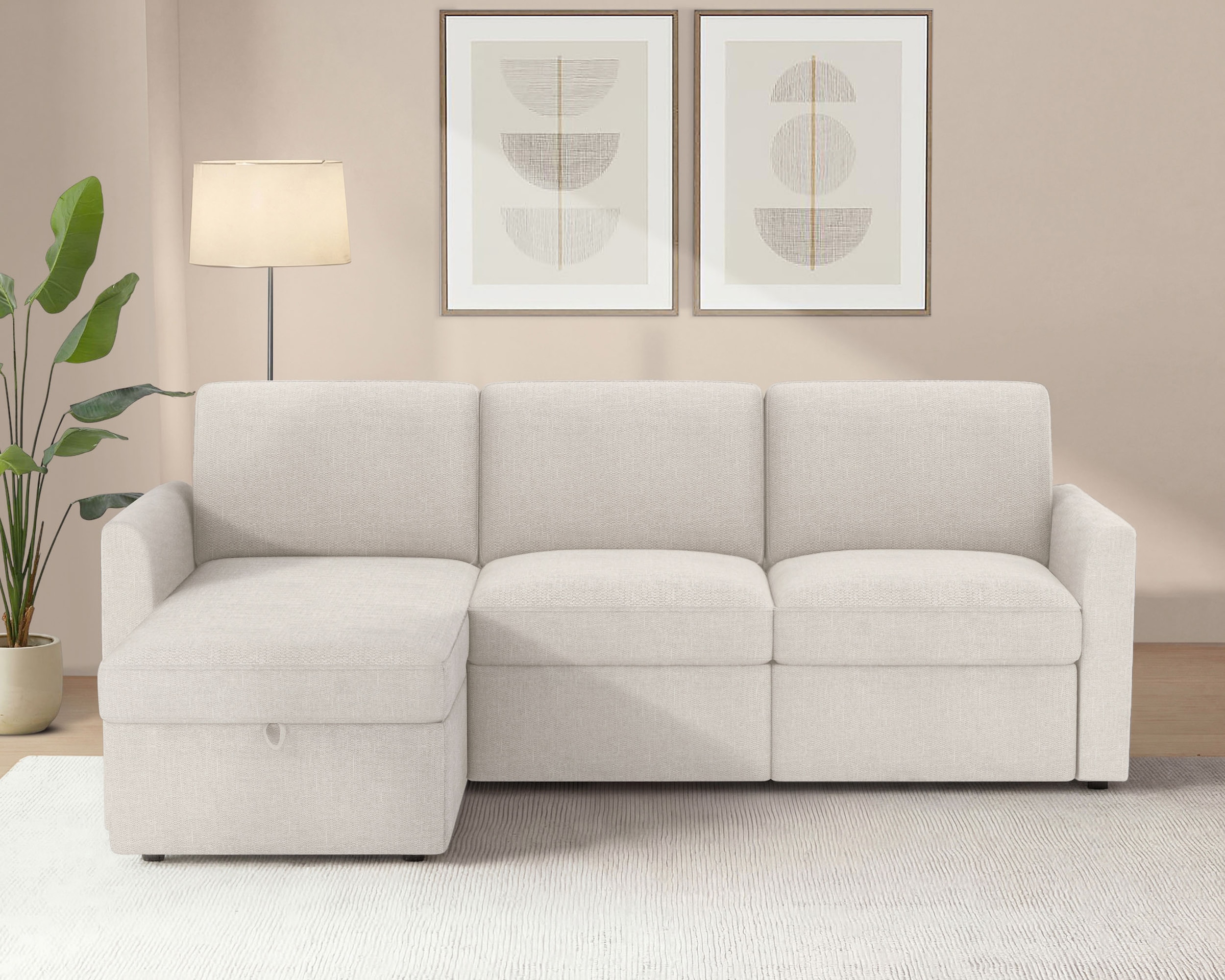 Dorel Home Ecksofa »NORDHUS, L-Form, 200 cm, Recamiere rechts/links montierbar« grosser Stauraum, softer Cord und feiner Webstoff-Bezug