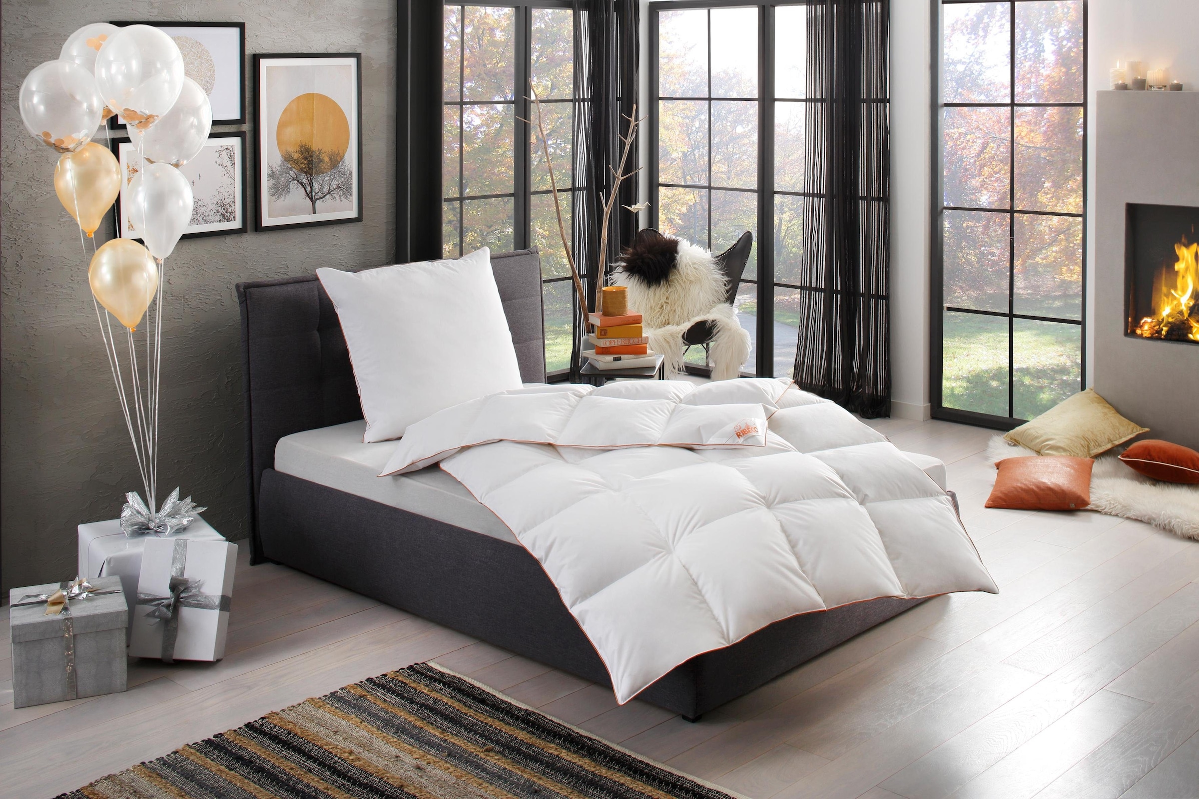 Image of RIBECO Daunenbettdecke "Ella" warm Füllung 90% Daunen & 10% Federn 1 Stk. tlg. Daunendecke zum Top-Preis
