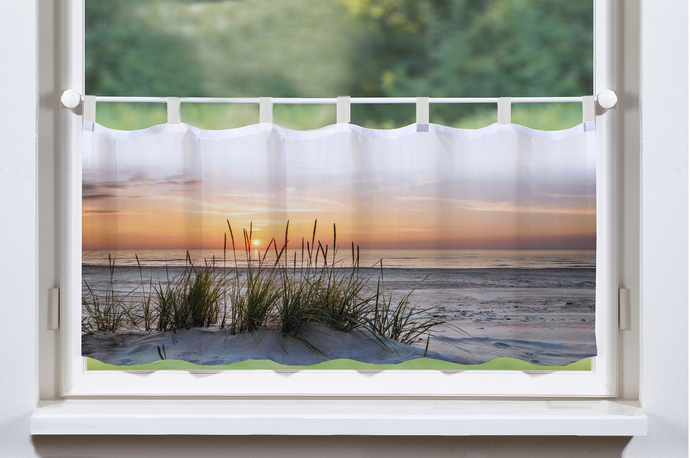 Image of HOME WOHNIDEEN Scheibengardine "EVENING" Schlaufen 1 Stk. tlg. HxB: 45x120, Dekostoff Digitaldruck