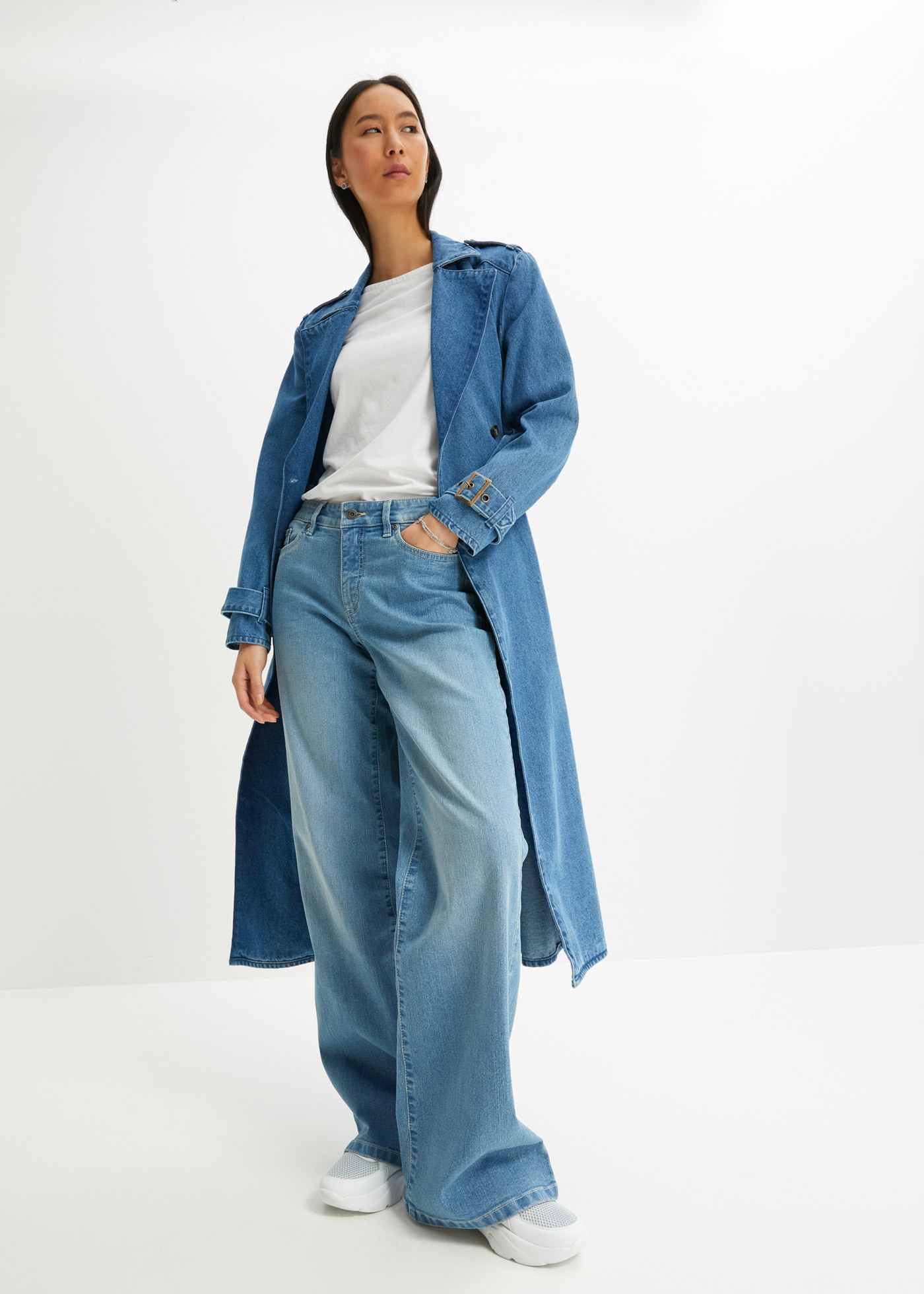 bonprix Loose Fit, 5-Pocket-Style, Wide-Leg Jeans, Mid Waist