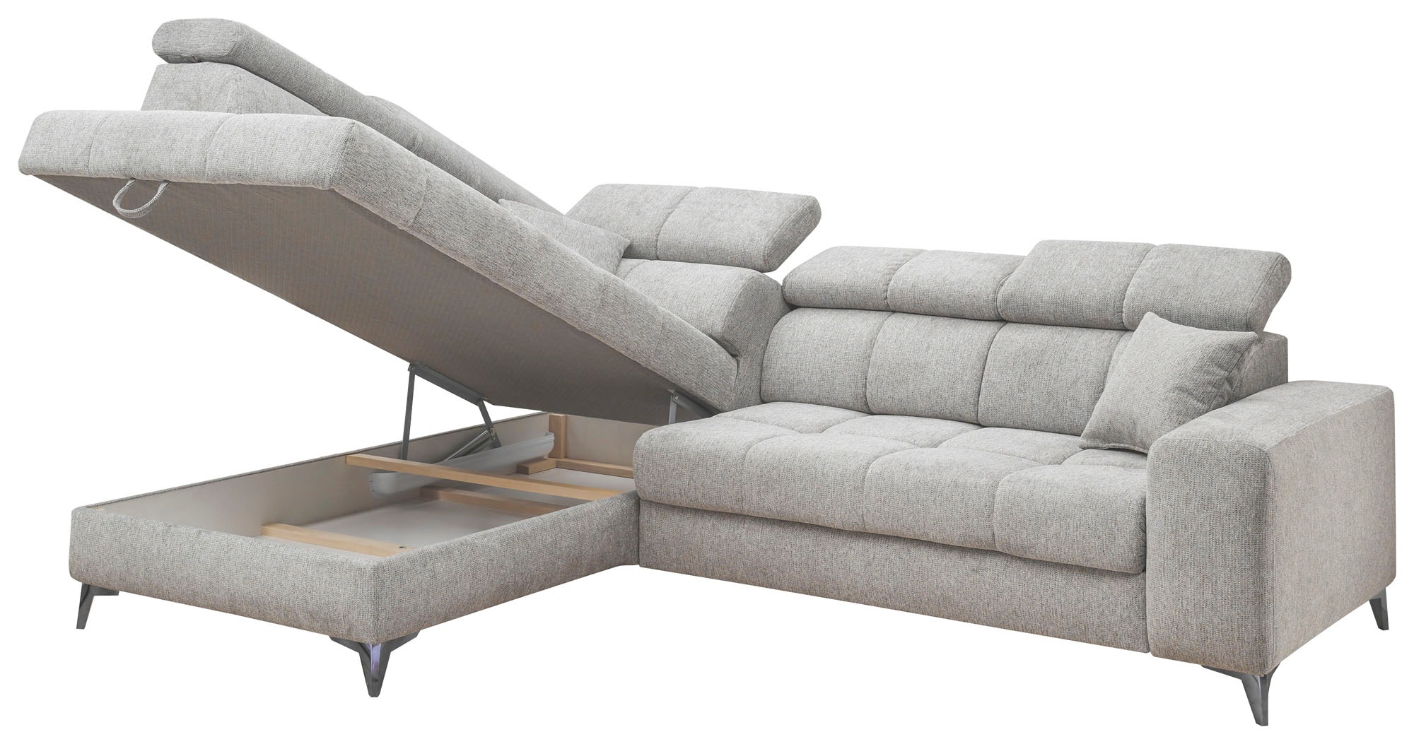 ED EXCITING DESIGN Ecksofa »Sydney L-Form« motorischer Sitztiefenverstellung, USB-Port & 2 Zierkissen