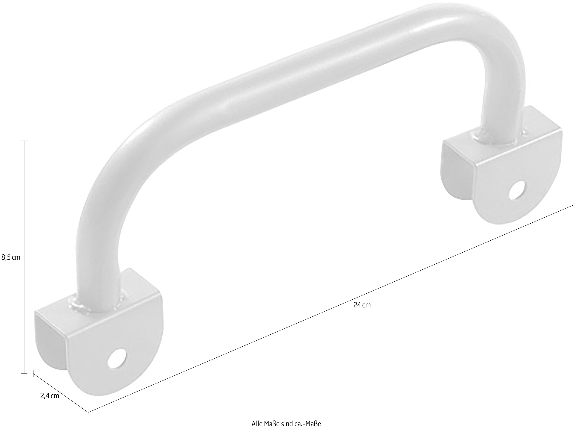 Vipack Poignée en forme d'étrier »Pino, Metall-Haltegriffe zur nachträglichen Montage am Bett« L/H/P env. 2,4x24x8,5 cm, avec ruban antidérapant pour les marches,  peut être monté sur l’échelle des lits de la série VIPACK Pino
