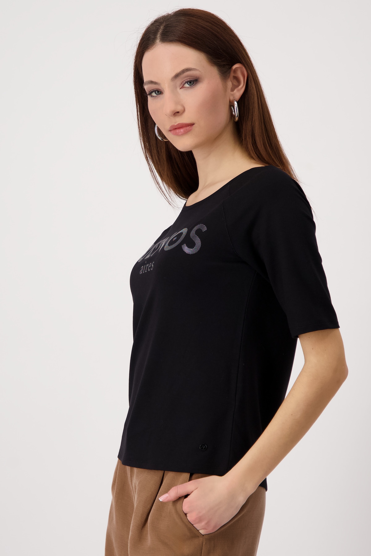 Monari Rundhalsshirt, mit Folienglanzdruck