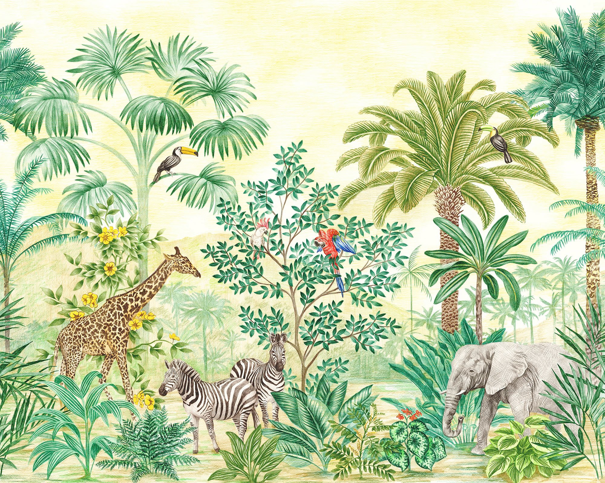 Image of Komar Vliestapete "Digitaldruck Vlies - Jungle Adventure - Grösse 350 x 280 cm" bedruckt glatt Kinderzimmer