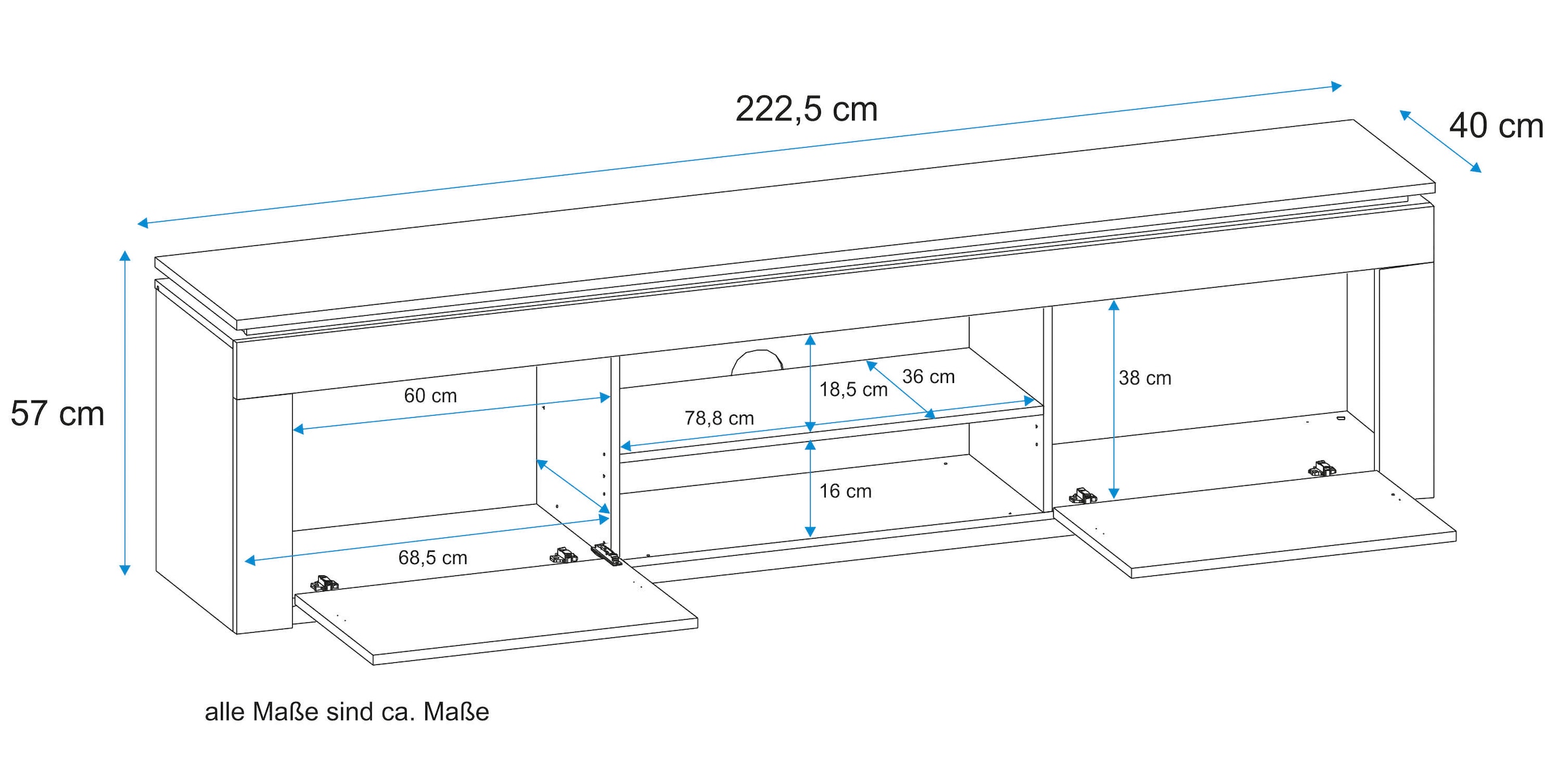 VOGL Möbelfabrik Table basse Breite 222 cm