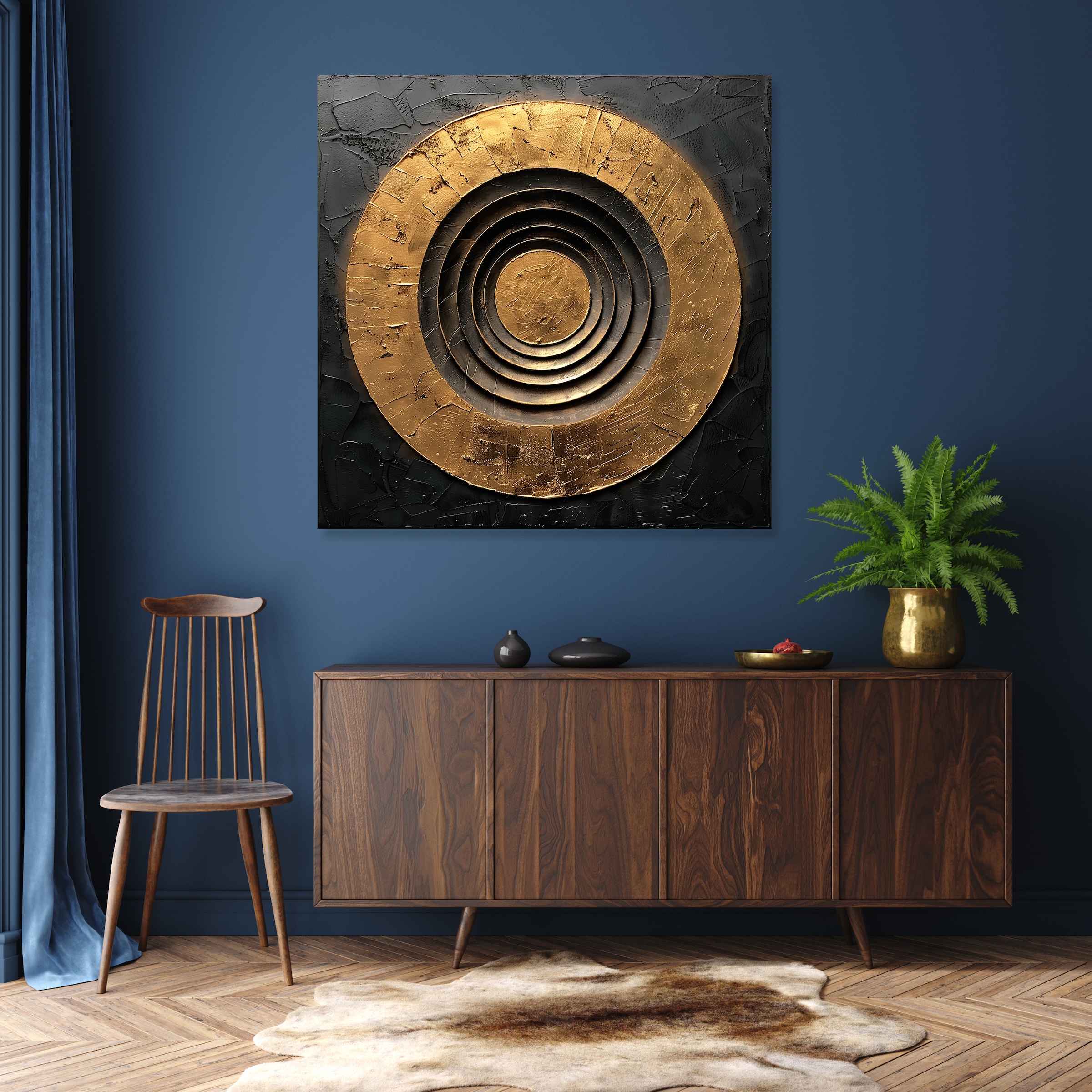 queence Kunstdruck »Goldener Kreis« Abstrakt | Abstrakte | Formen | Gemälde | Kunst 1 Stk. tlg. Premium-Leinwandstoff, Handarbeit aus Deutschland