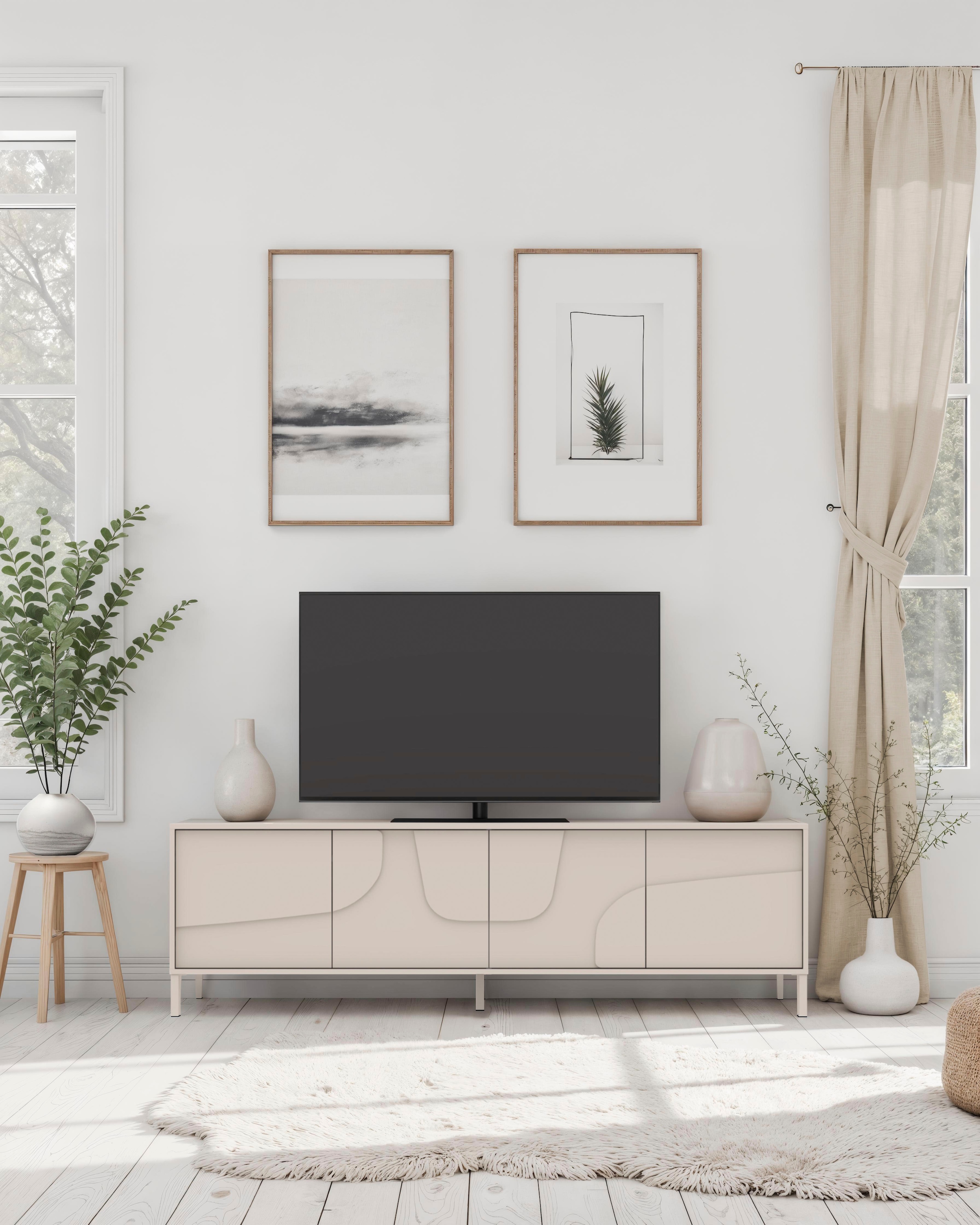 INOSIGN Lowboard »Stone, 205 cm breit, 4 Türen, TV-Schrank, TV-Kommode, Medienboard« 3D-Design, Push-to-open, Innenraum grosszügig, Füsse 14/2 cm wählbar