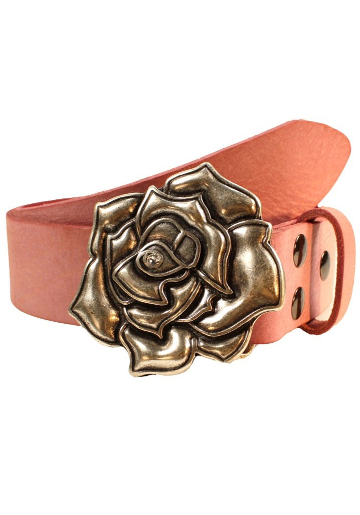 Image of Rettungsring Gürtel Ledergürtel austauschbare Schliesse, Rose flach mit echtem Swarovskistein veredelt