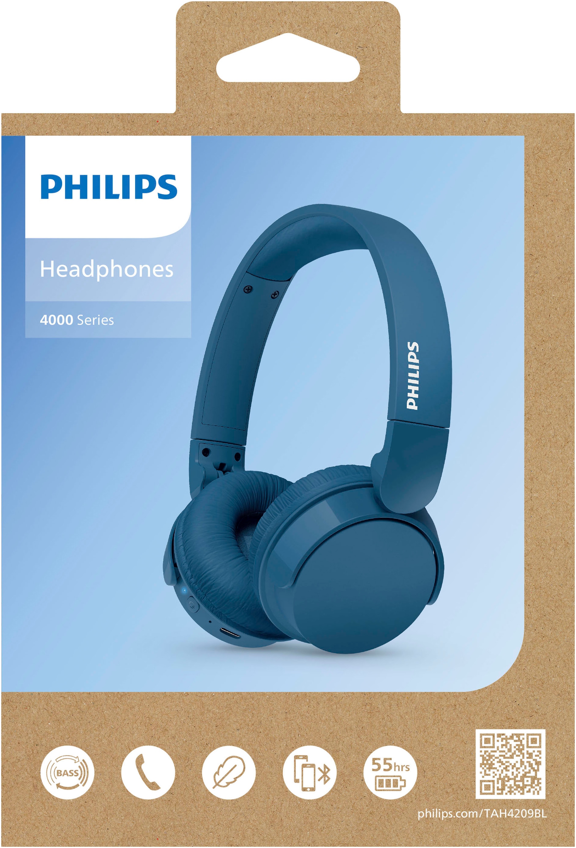 Philips On-Ear-Kopfhörer »TAH 4209«, Bluetooth-A2DP Bluetooth-AVRCP Bluetooth-HFP, Geräuschisolierung-Multi-Point-Verbindung-Sprachsteuerung-integrierte Steuerung für Anrufe und Musik