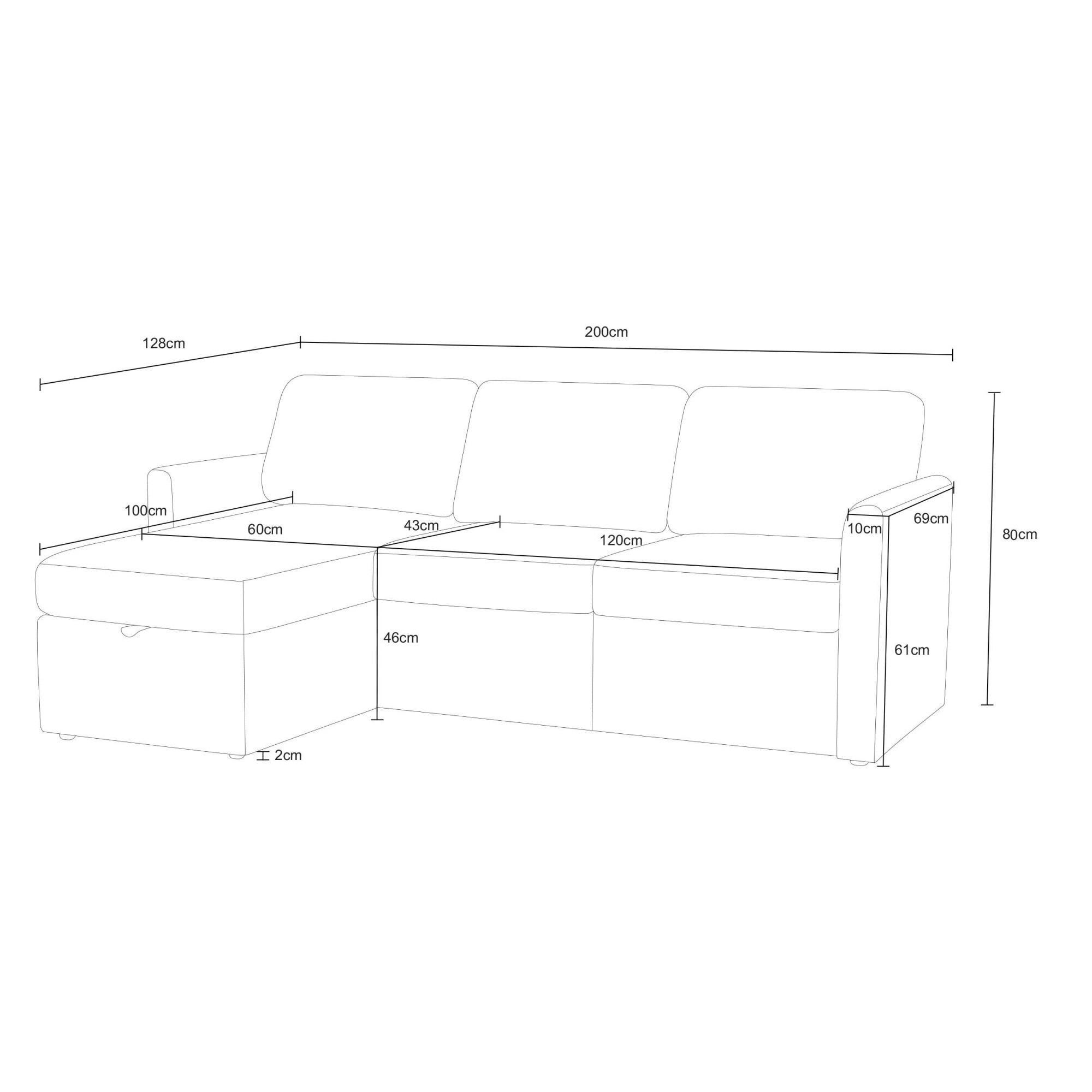Dorel Home Canapé d'angle »NORDHUS, L-Form, 200 cm, Recamiere rechts/links montierbar« grosser Stauraum, softer Cord und feiner Webstoff-Bezug