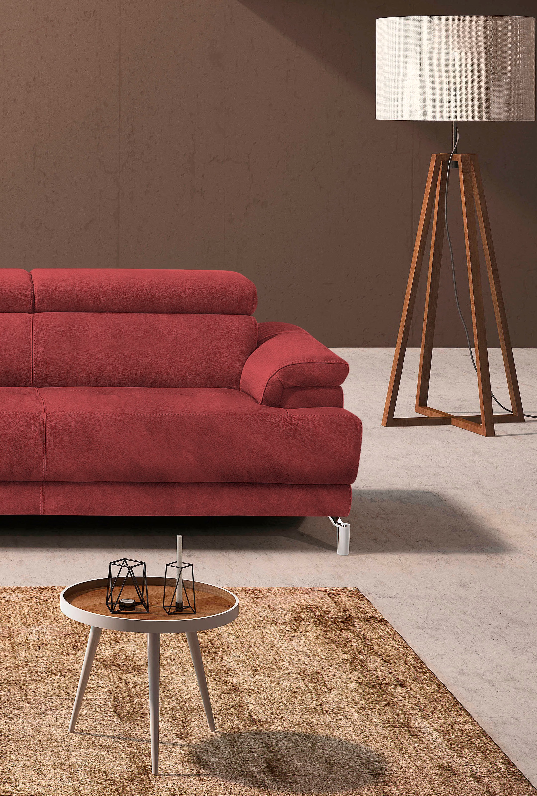 Egoitaliano Ecksofa »Soul, extravagantes Designsofa, Megasofa, super bequem, tolle Details«, mit Trapez-Abschlusselement, inkl verstellbarer Kopfteile