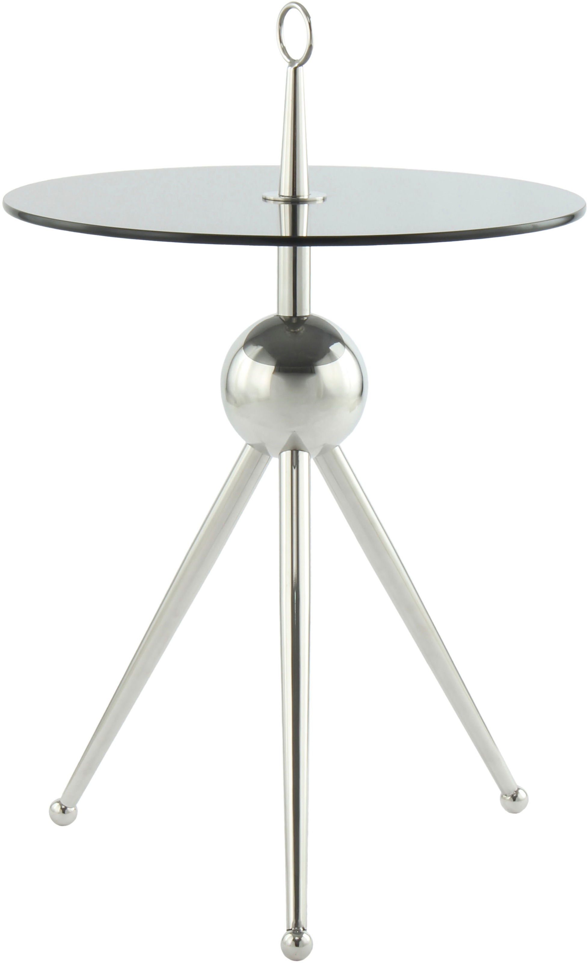 Kayoom Beistelltisch »Ontario 325, Runde  Glasplatte aus Sicherheitsglas, 100% Edelstahl« 1 Stk. tlg. Minimalistisch, Gestell in Tripod-Design, mit Tragering