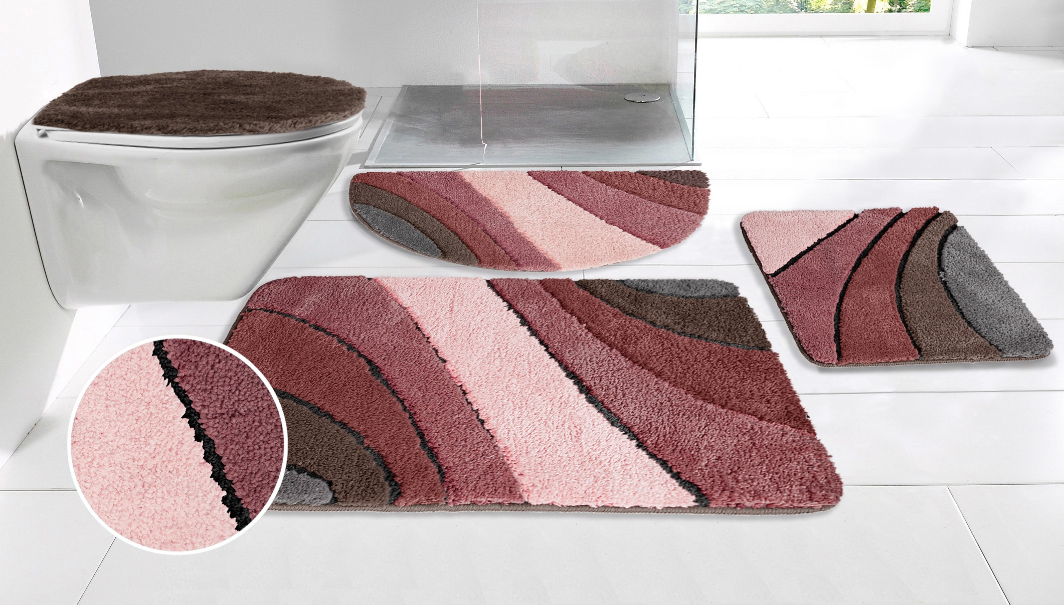 Image of GOODproduct Badematte "Josie, Badvorleger, Badezimmer Teppich" Höhe 20 mm rutschhemmend beschichtet fussbodenheizungsgeeignet schnell trocknend strapazierfähig Badteppich, Badematten, rechteckig, rund & als 3-tlg. Set erhältlich