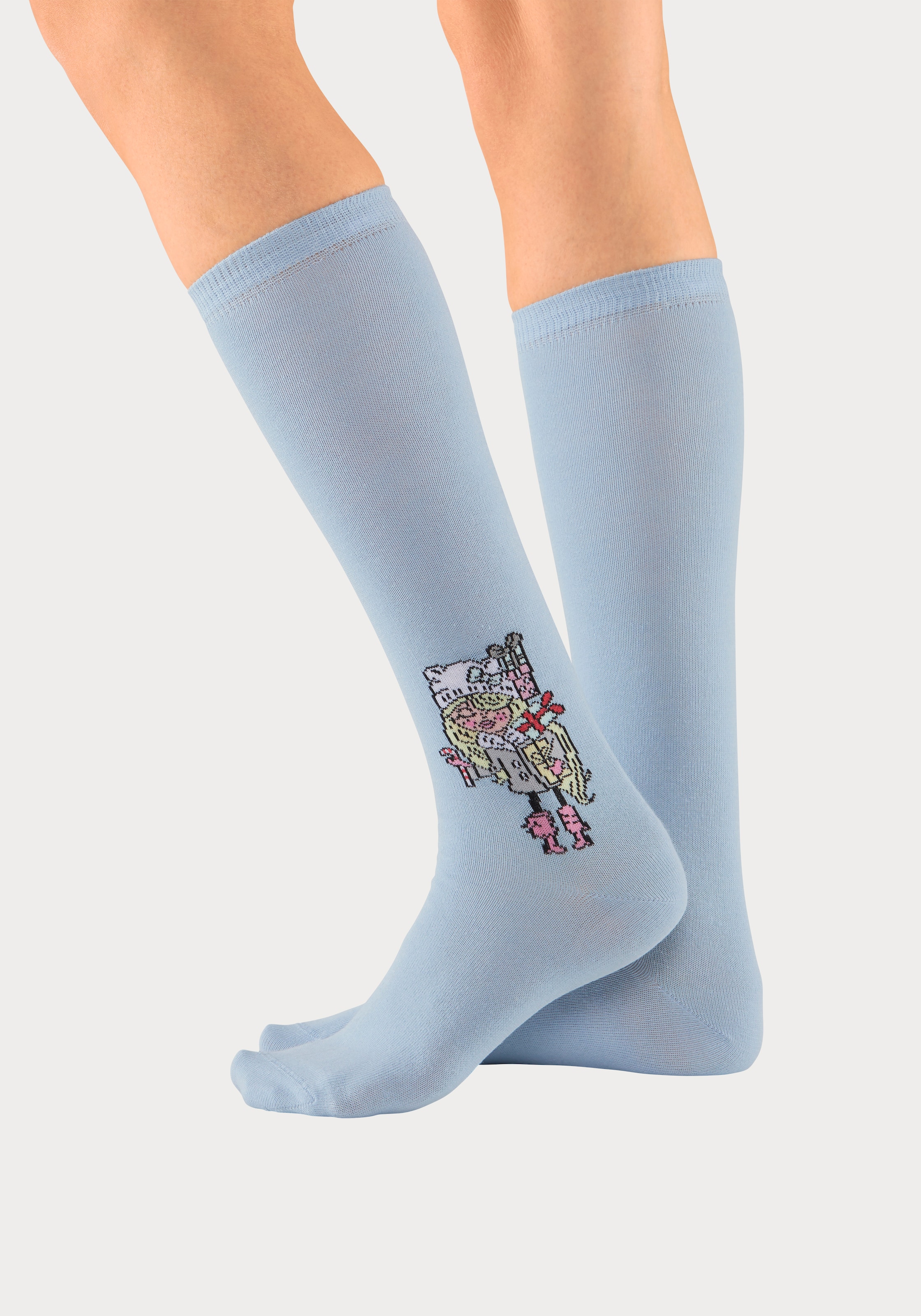 H.I.S Kniestrümpfe, (Packung, 5 Paar), mit eingestricktem Motiv