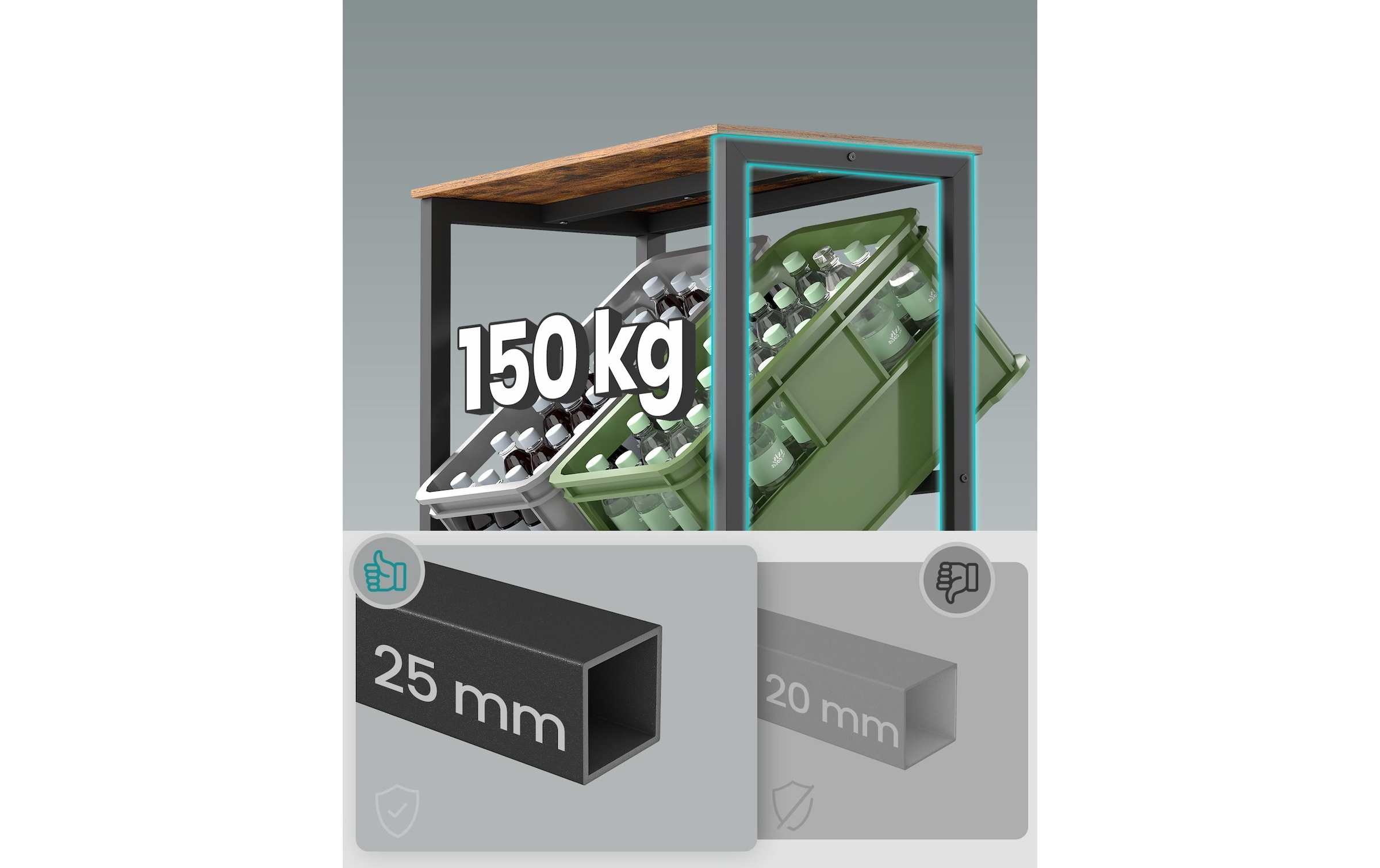 SONGMICS Étagère multi-usages Robustes Getränkekistenregal mit 2 Ebenen für 4 bis 6 Kisten