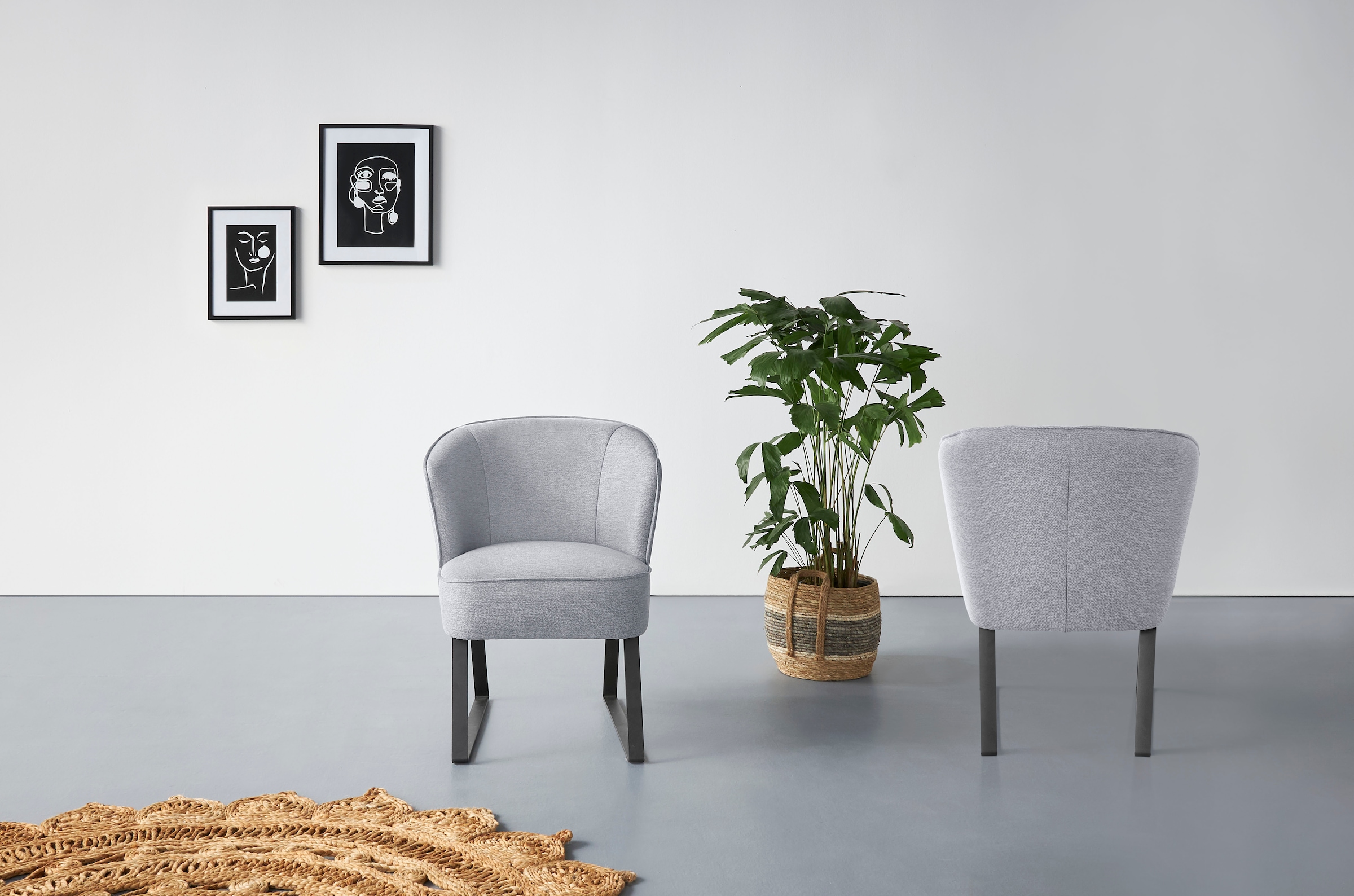 exxpo - sofa fashion Sessel »Americano, Loungesessel«, mit Keder und Metallfüssen, Bezug in verschiedenen Qualitäten, 1 Stck.
