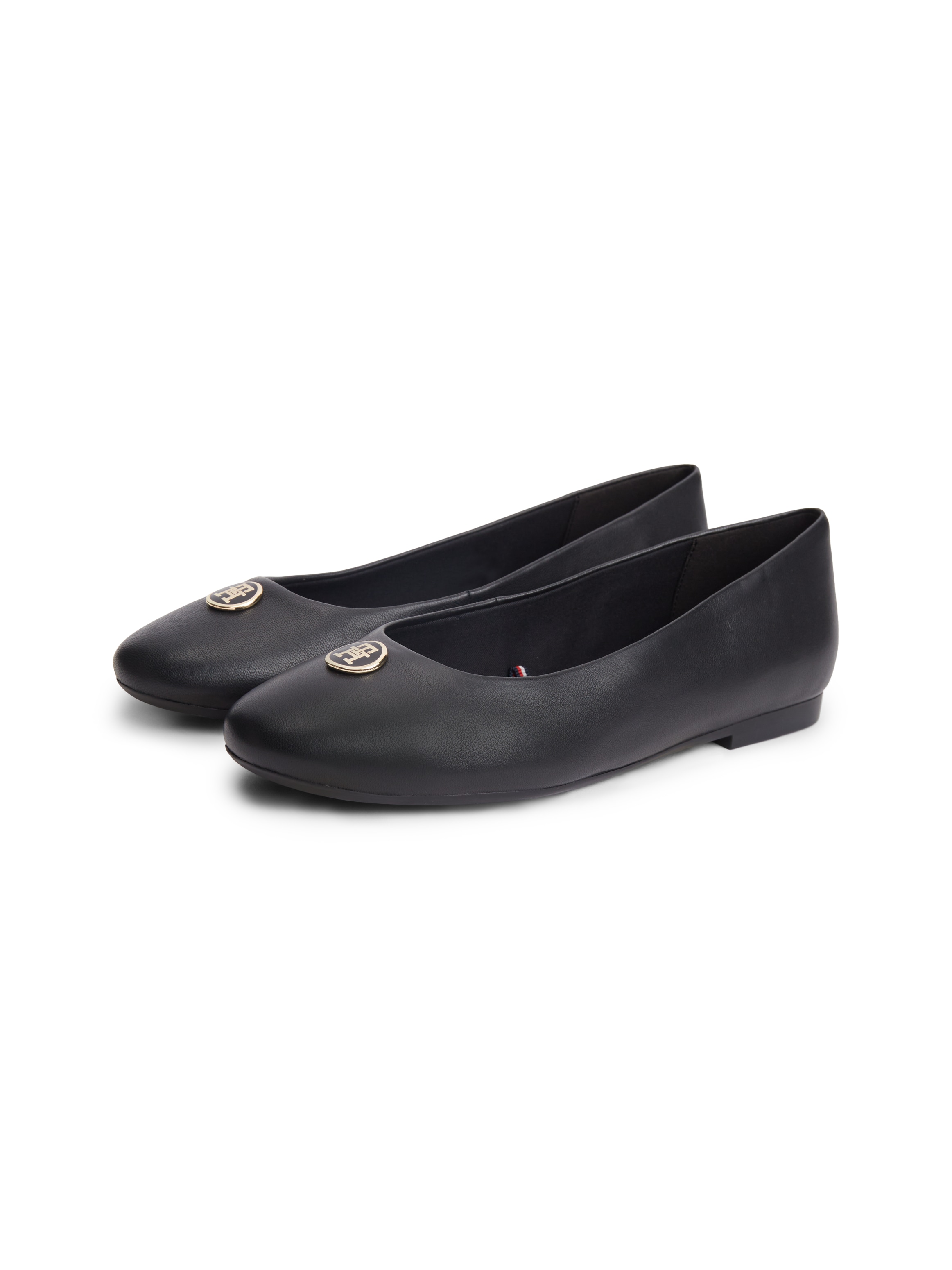 Image of Tommy Hilfiger Ballerina "TH PLATE LEATHER BALLERINA" Schlupfschuh, Businessschuh mit edlem Schmuckelement - schmale Form