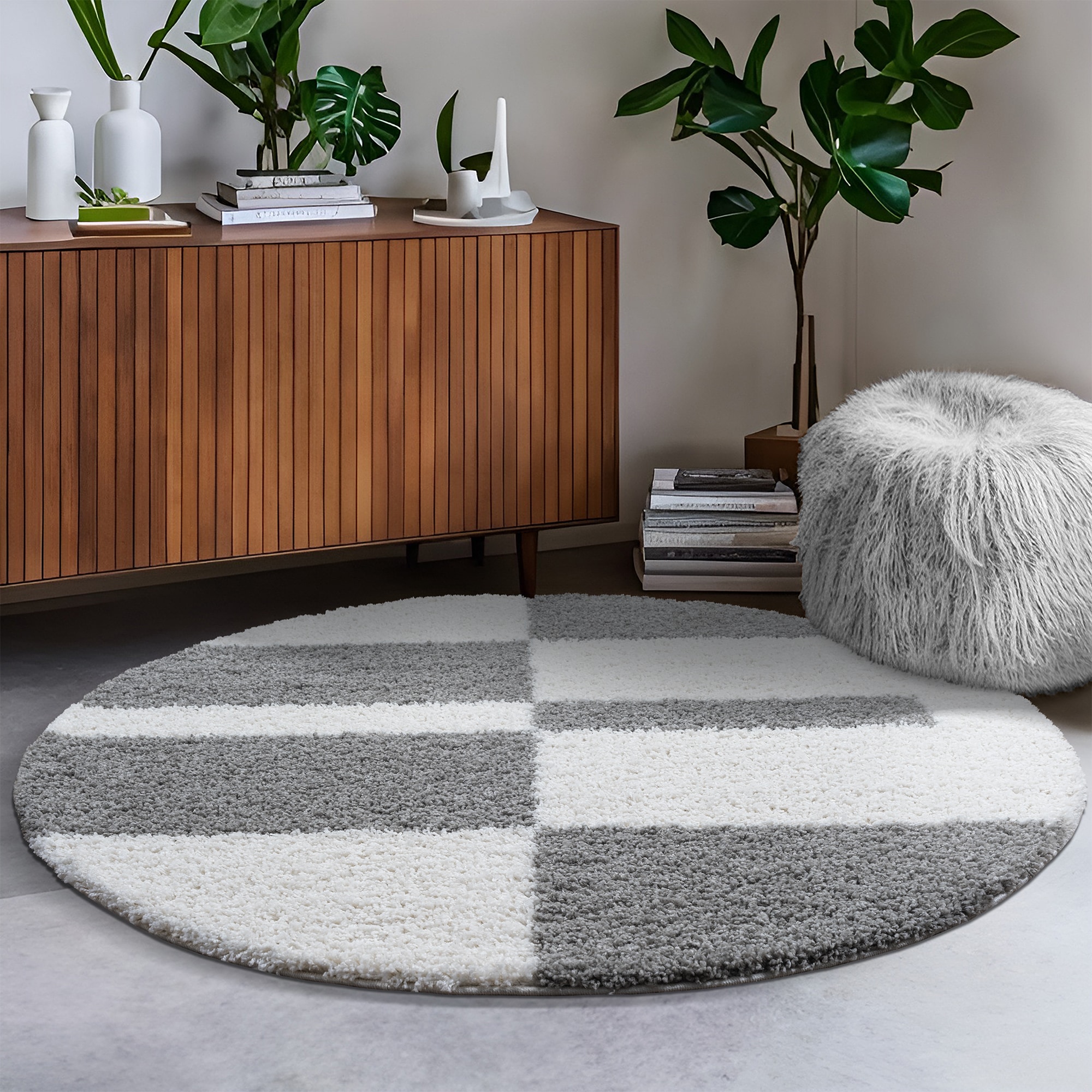 Image of Sanat Hochflor-Teppich "Milano 1254, auch als Läufer und in Rund" rund 30 mm Höhe Langflor, Shaggy, Wohnzimmer, Schlafzimmer, fussbodenheizungsgeeignet