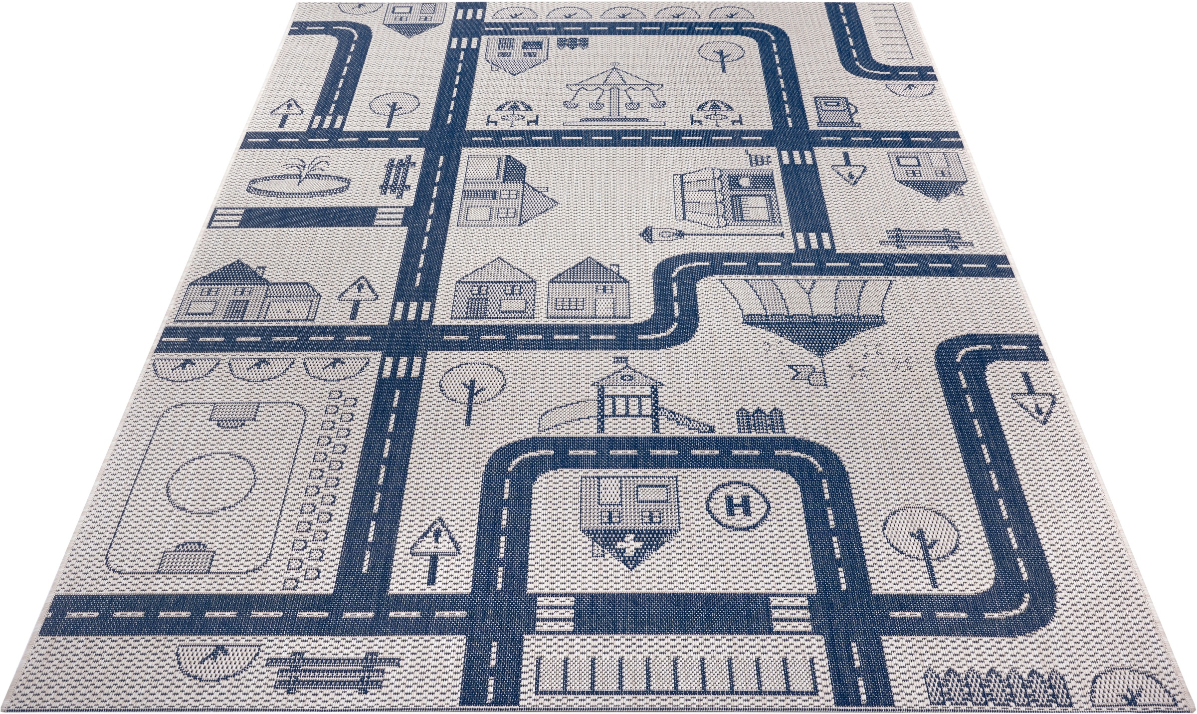 Image of Lüttenhütt Kinderteppich »Henry«, rechteckig, 3 mm Höhe, Strassen Spielunterlage, In- und Outdoor geeignet, Flachgewebe, Strapazierfähig, Pflegeleicht, ideale Teppiche fürs Kinderzimmer bei Ackermann Versand Schweiz