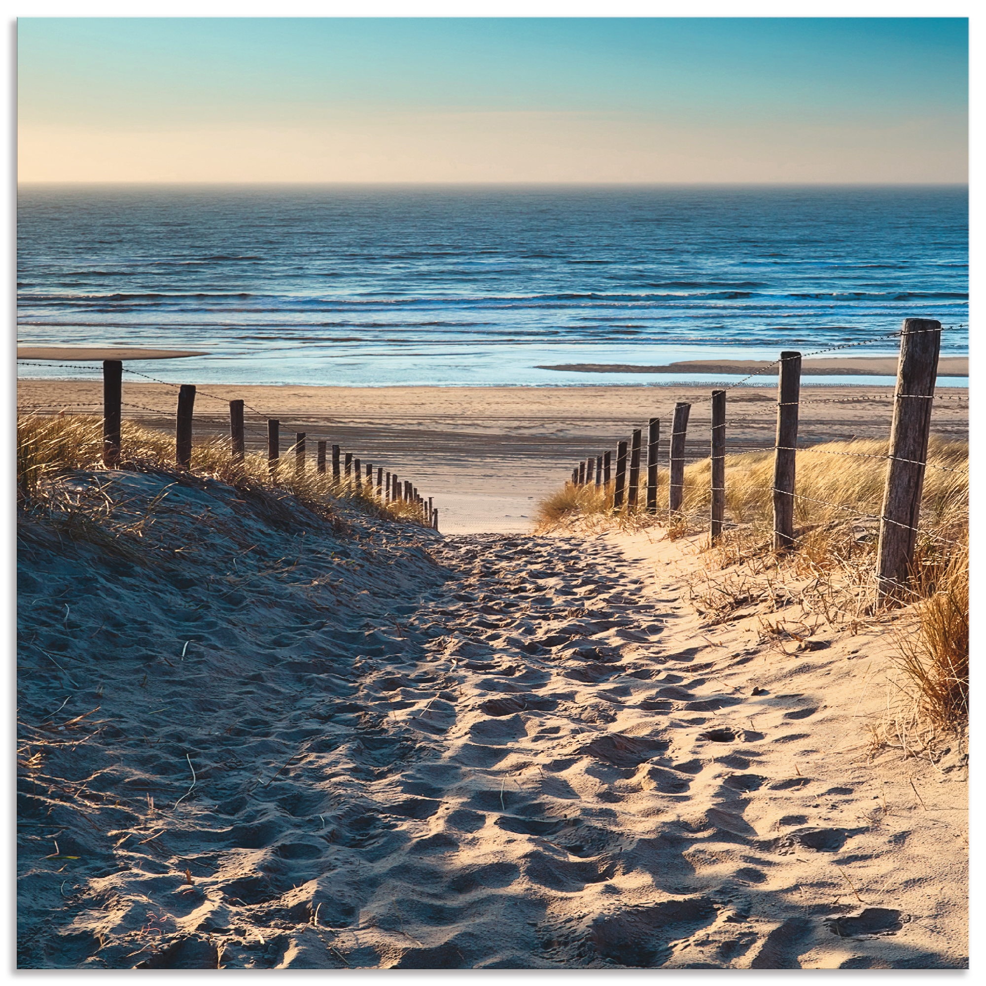 Artland Küchenrückwand »Weg zum Nordseestrand Sonnenuntergang«, (1 tlg.), Alu Spritzschutz mit Klebeband, einfache Montage