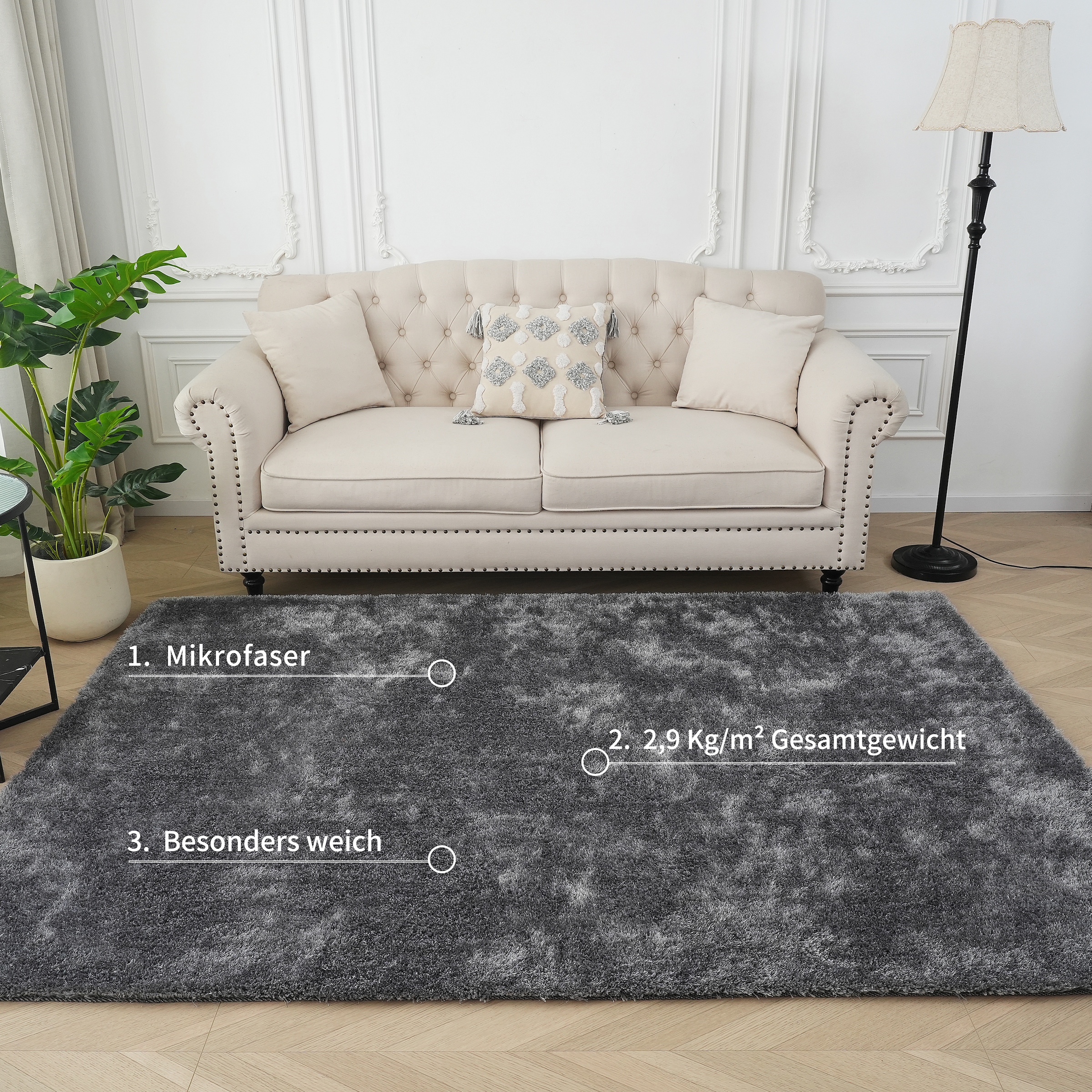 Bruno Banani Teppich »Dana Teppich, besonders weich und kuschelig, Kundenliebling«, rechteckig, 30 mm Höhe, uni, Mikrofaser Teppiche, Wohnzimmer, Schlafzimmer, Esszimmer
