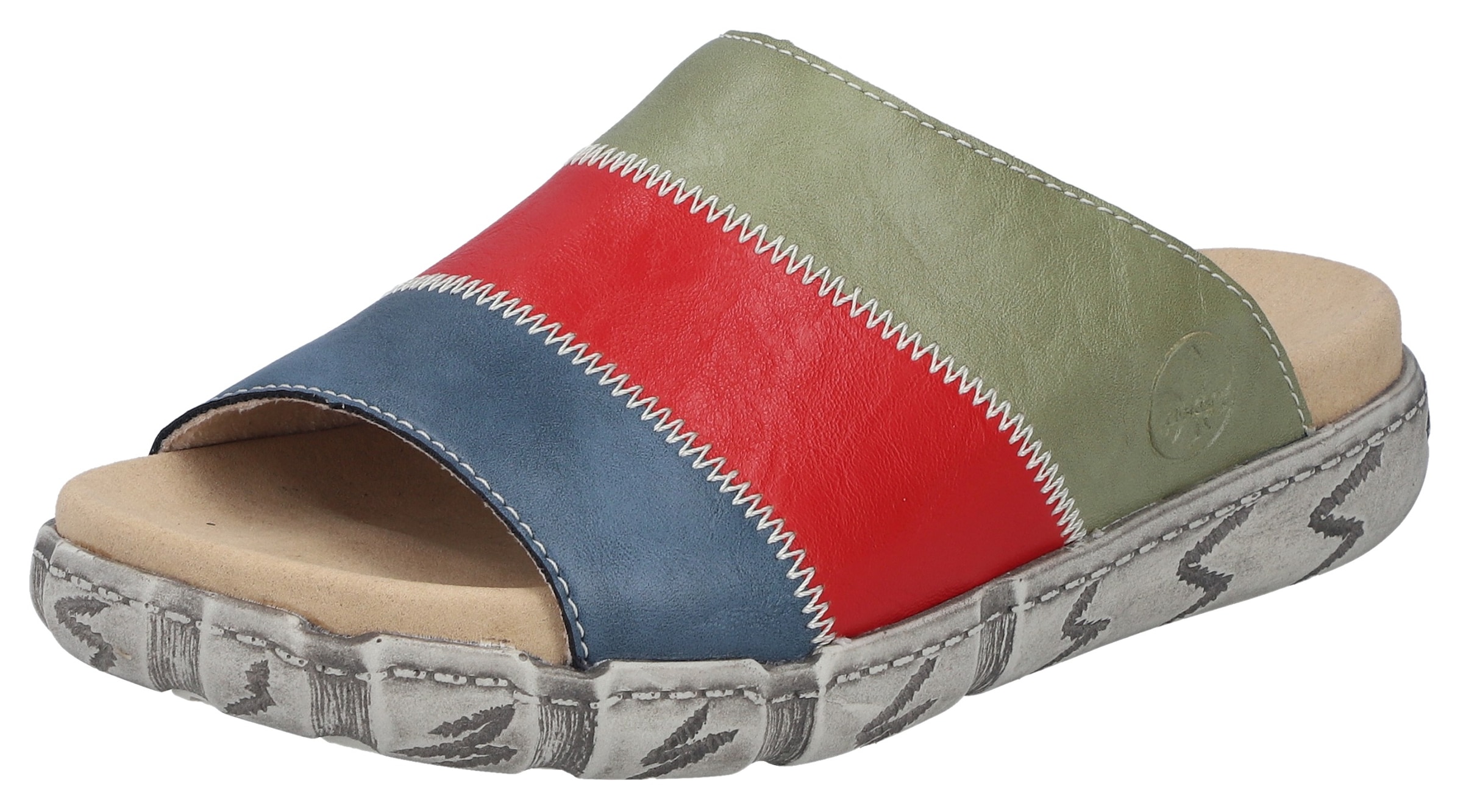 Image of Rieker Pantolette Sommerschuh, Hausschuh in Patchwork-Optik