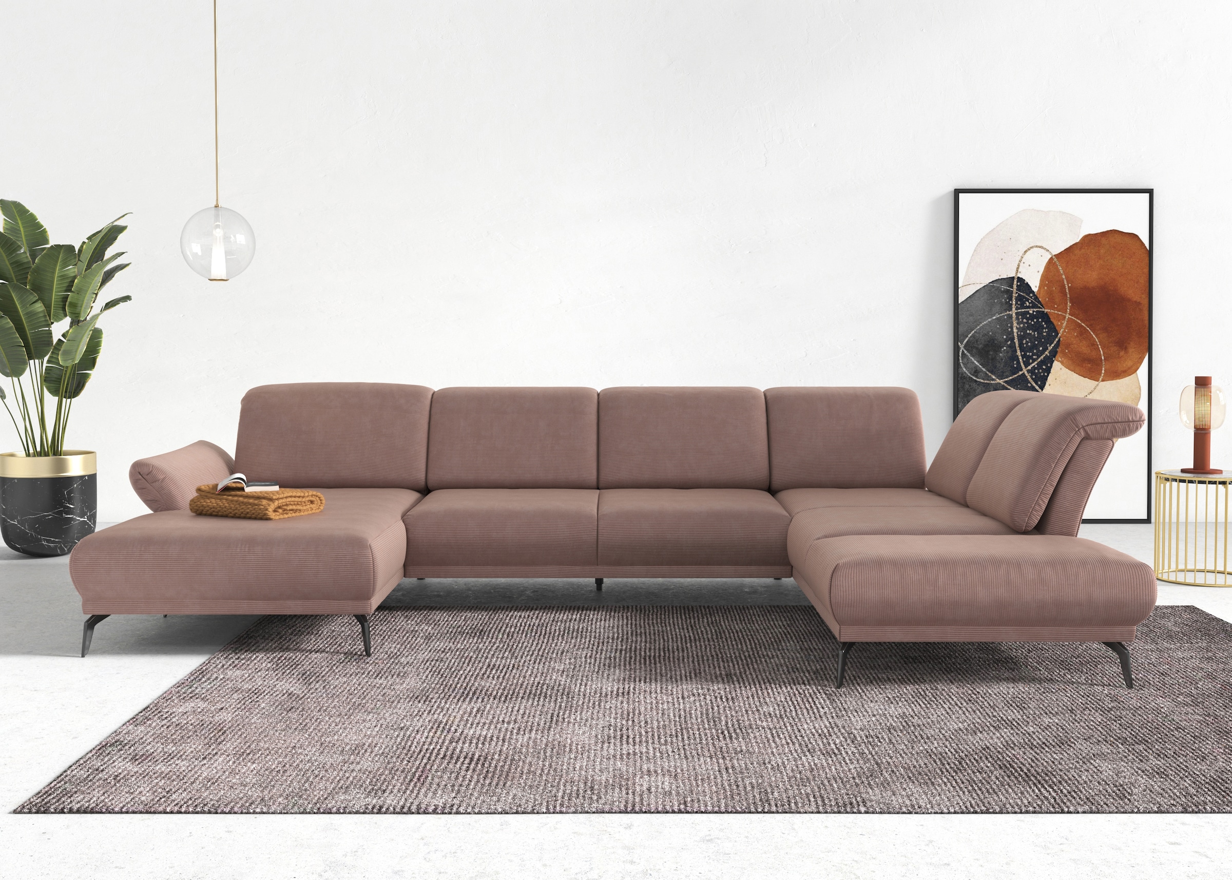 Image of sit&more Wohnlandschaft "Coco U-Form" Sitztiefen-, Arm- und Kopfteilverstellung, Cord-Bezug, Fusshöhe 15 cm