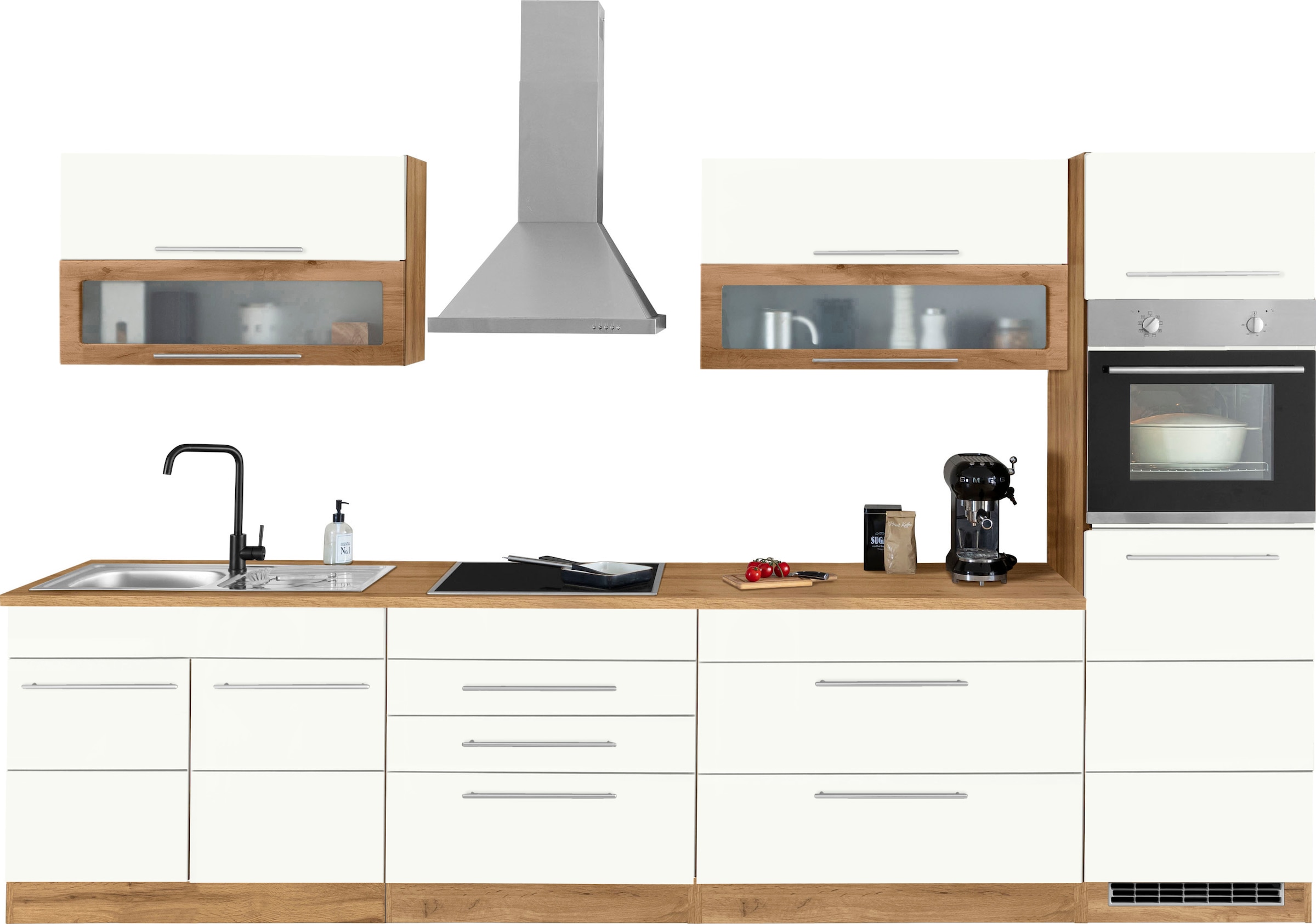 KOCHSTATION Kitchenette »KS-Wien« largeur 340 cm, au choix avec appareils électriques et induction