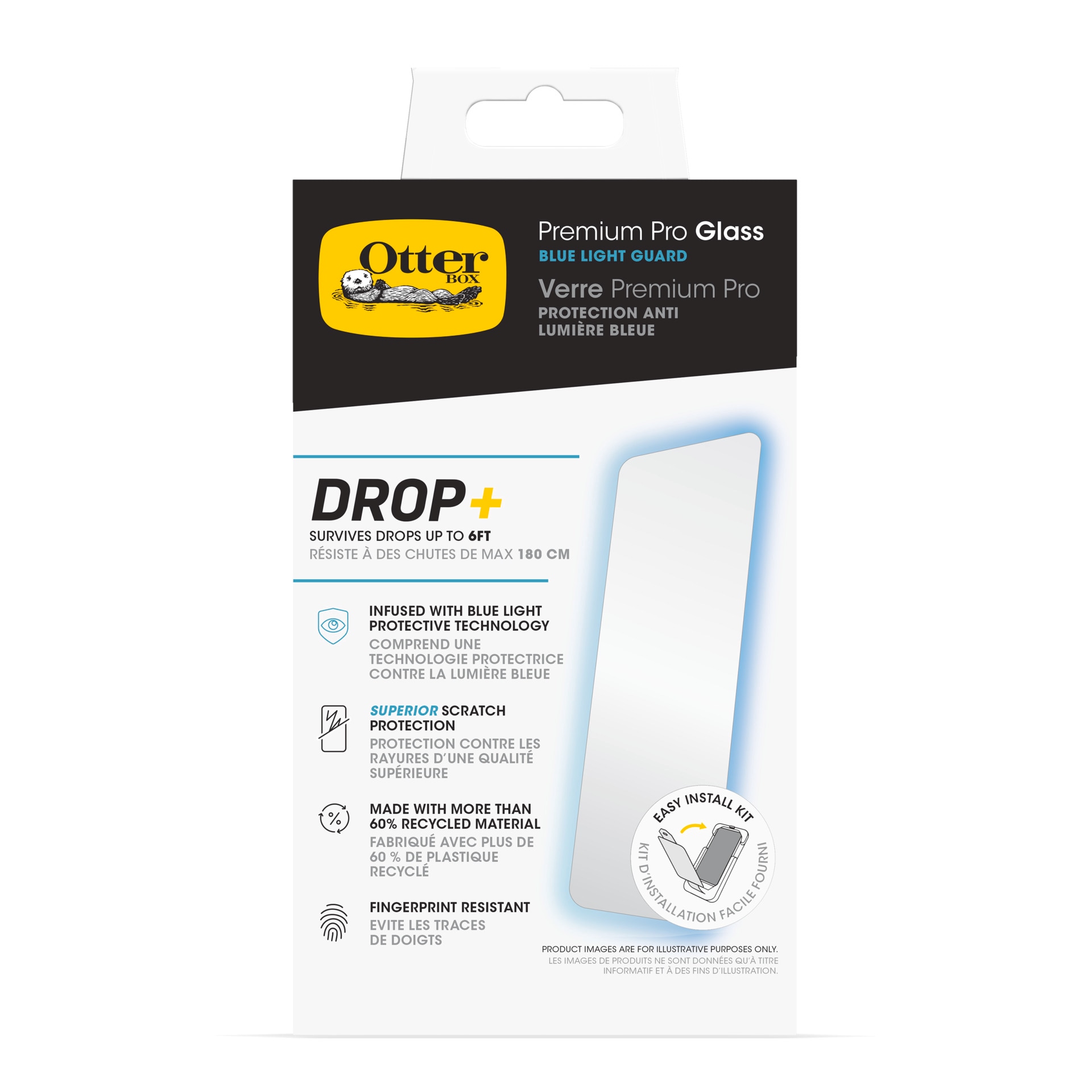 Otterbox Displayschutzglas »Premium Pro Glass Blue Light Guard«, für Apple iPhone 16 Pro, Displayschutzfolie, Schutzfolie, Bildschirmschutz, kratz- & stossfest