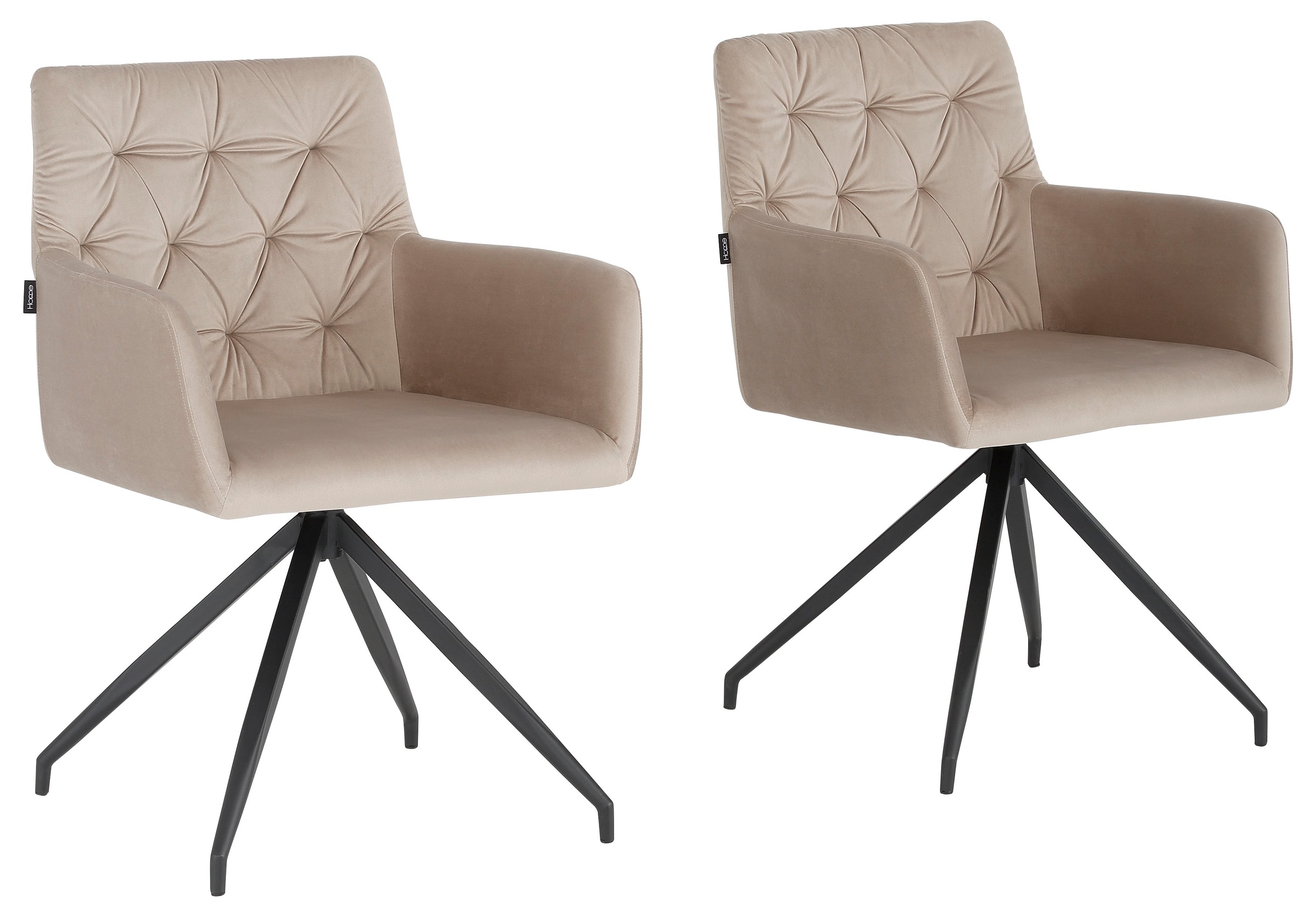 Image of Home affaire Armlehnstuhl »Lütetsburg«, 2 St., Veloursstoff, im 2er Set erhältlich, mit schwarzen Metallbeinen, 360° Drehfunktion, in verschiedenen Farbvarianten erhältlich, Sitzhöhe 47 cm bei Ackermann Versand Schweiz