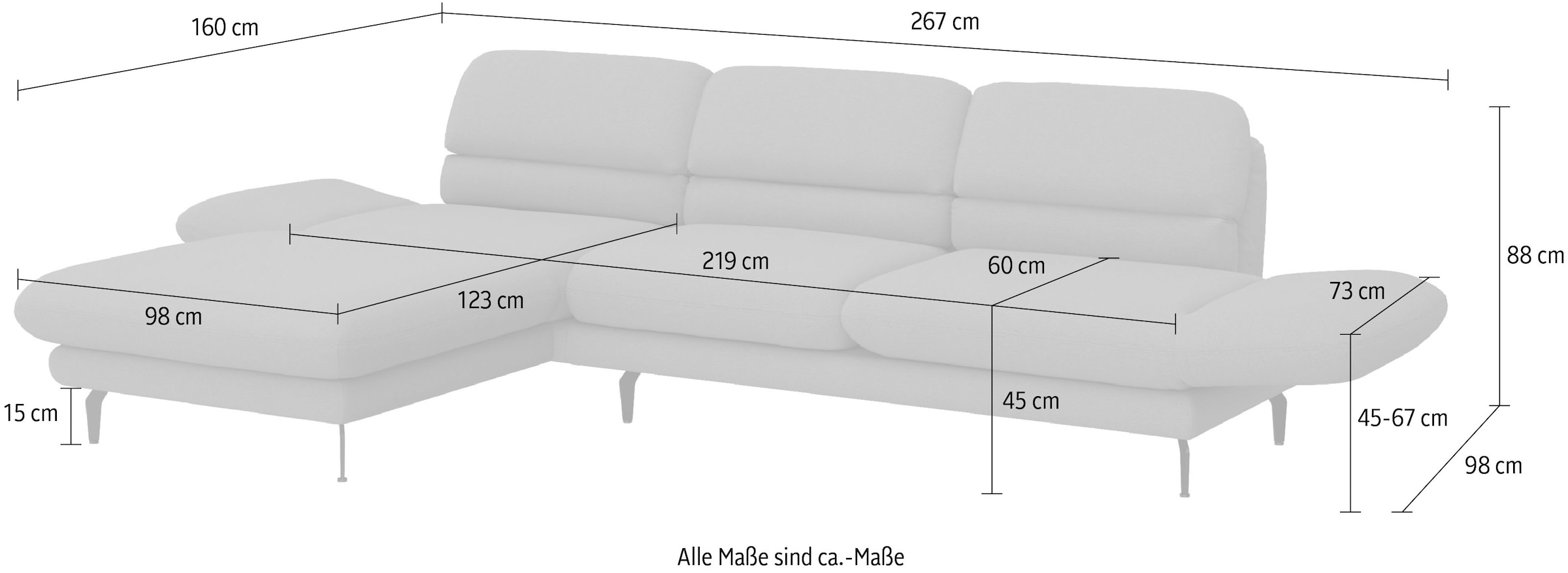 DOMO collection Ecksofa »Padova L-Form«, auch mit Drehfunktion erhältlich