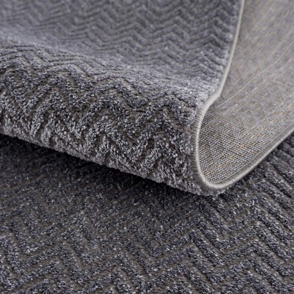 Carpet City Teppich »Friseé-Teppich FANCY805«, rechteckig, 12 mm Höhe, Läufer, Kurzflor, Einfarbig, 3D-Optik, Zickzack Look, Wohnzimmer