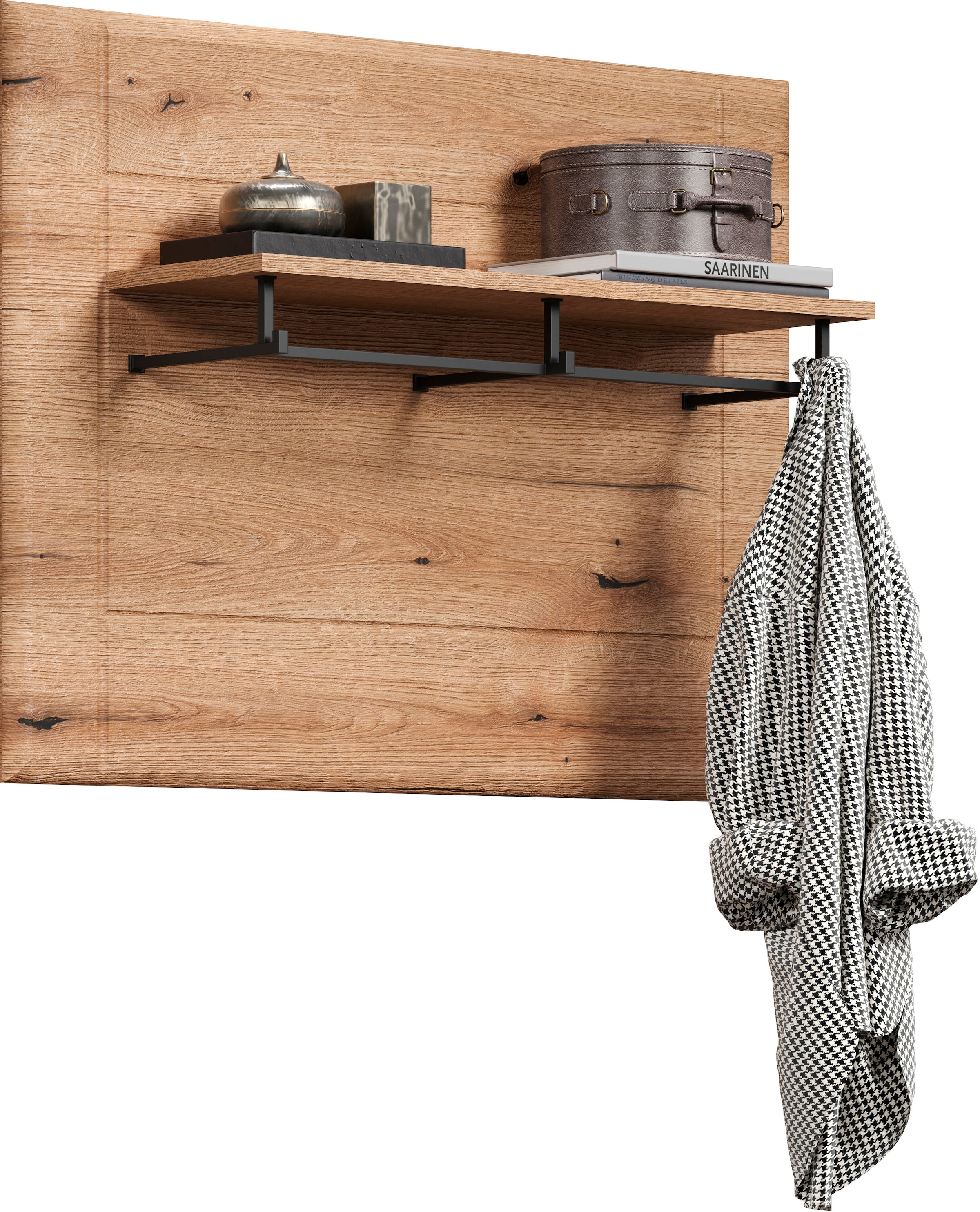 INOSIGN Wandboard »Graz«, (Packung, 1 St.), Masse (B/H/T in cm): (91/70/26) - Farbe: Weiss Hochglanz und Eiche
