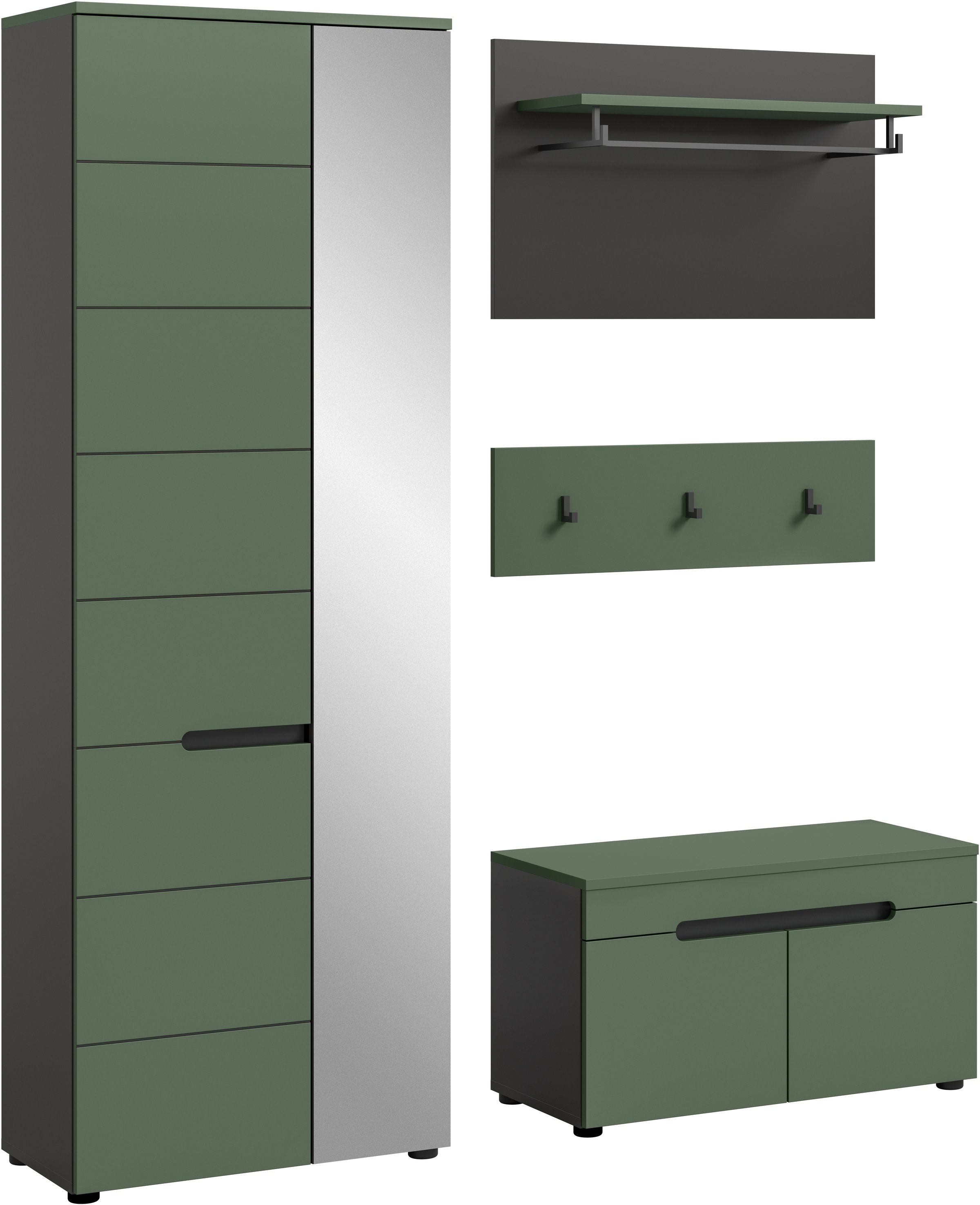Image of Home affaire Garderoben-Set "REHAT, TOPSELLER, 4-teilig, Breite 160cm, individuell stellbar" bestehend aus: Garderobenschrank, Sitzbank, Paneel, Hakenleiste, 3 Stk. tlg.