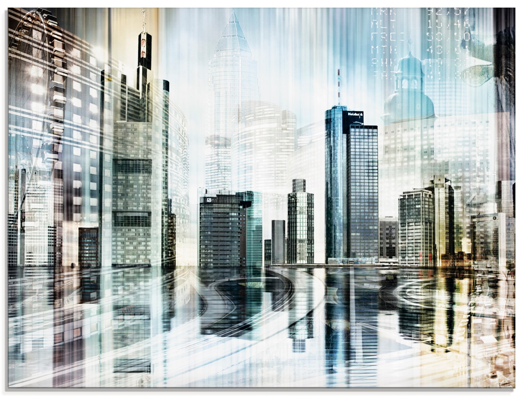 Image of Artland Glasbild "Frankfurt Skyline Abstrakte Collage" Deutschland 1 Stk. tlg. in verschiedenen Grössen
