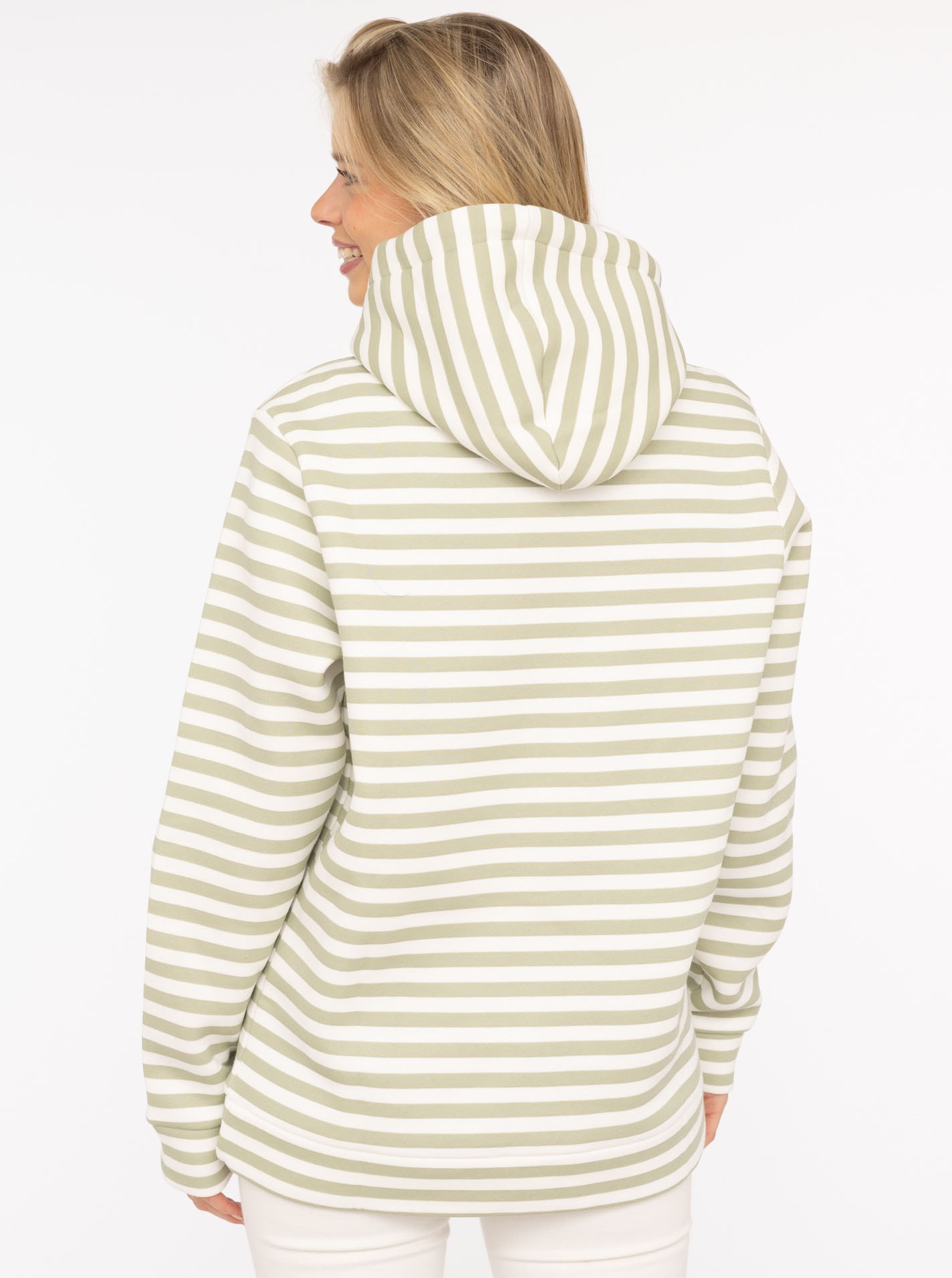 Zwillingsherz Kapuzensweatshirt »"Streifen Strandglück"«, gestreift, Stickererei vorne, Kordelzug; Tasche