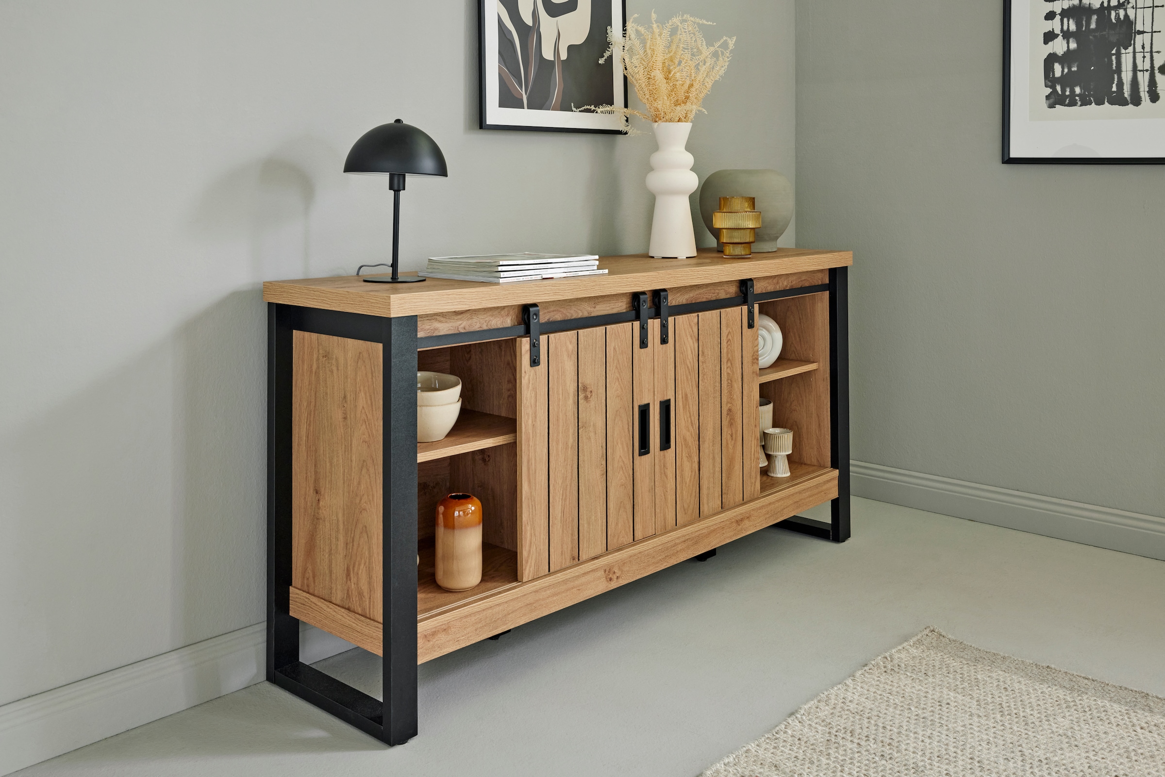Jahnke Sideboard »SLIDE SBS 150« 1 Stk. tlg. Sideboard mit 2 Schiebetüren, Metallgestell, Breite ca. 150cm