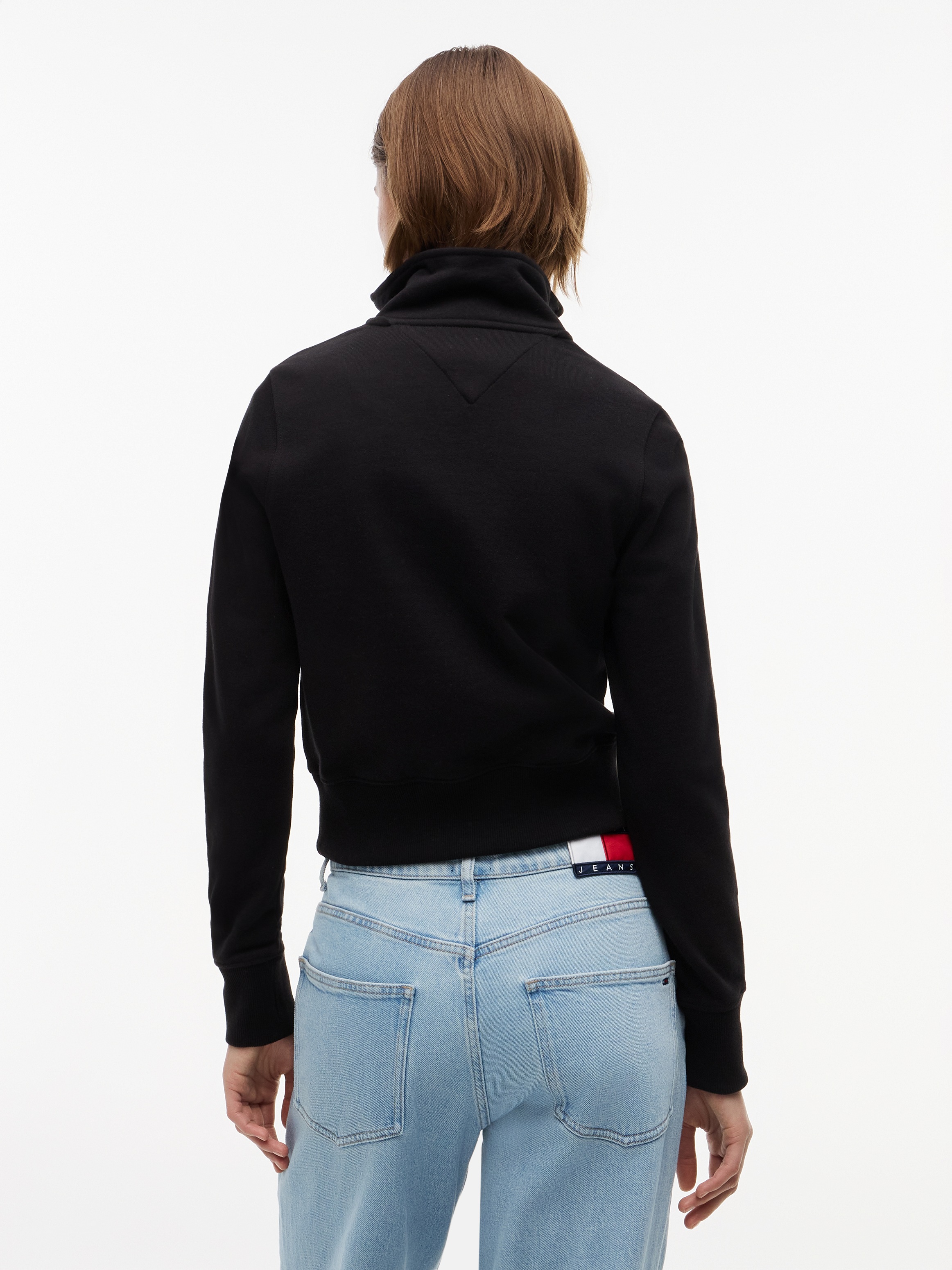 Tommy Jeans Sweatshirt »TJW SLIM S FLAG 1/4 ZIP MOCKNECK«, Baumwolle, slim fit
