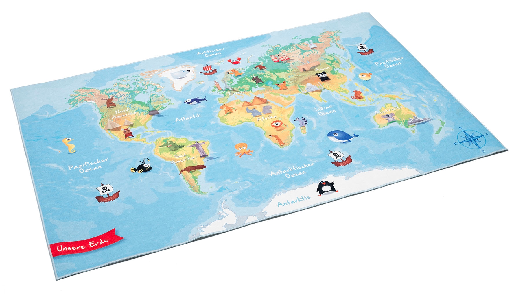 Böing Carpet Kinderteppich »Weltkarte«, rechteckig, bedruckt, waschbar, Kinderzimmer