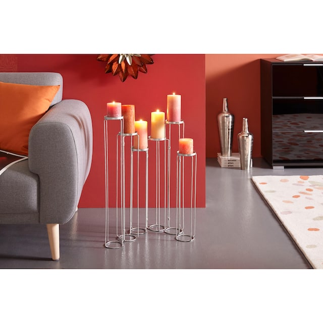 ♕ Leonique Kerzenständer »Mareesa«, (1 St.), aus Metall, für Stumpenkerzen, Höhe  ca. 65 cm, variabel stellbar versandkostenfrei auf